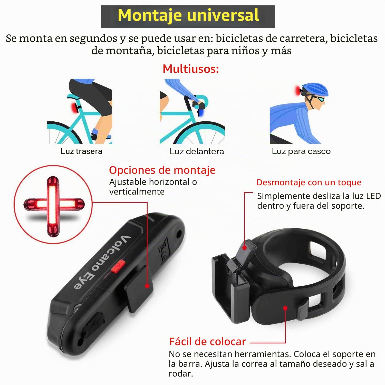 Luz Trasera para Bicicleta Potente (2 Paquetes) Luz de Seguridad LED Recargable USB Piloto Impermeable para Ciclismo Súper Brillante Rojo Verde Azul 7 Modos Adecuada para Bici de Carretera