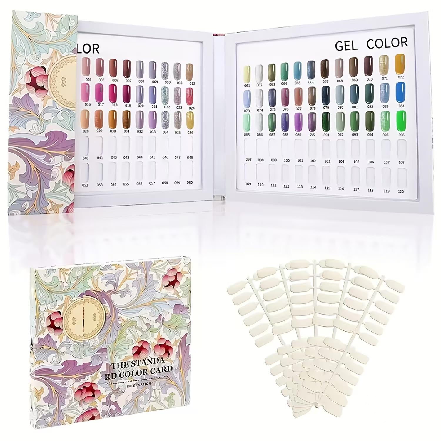 160 Nail Color Swatches Book - Professional Nail Color Display Book with 240Pcs Natural Colours Replaceable False Nail Tips, Nail Gel Color Card Book for Polish/UV Gel, Nail Art Design Sample Display