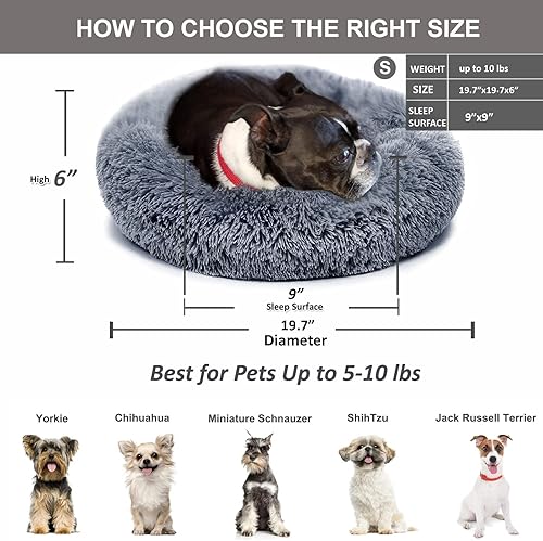 Miniatura 4 de Cama para perros pequeños medianos y grandes diseño redondo calmante antiansiedad lavable a máquina cálido cómodo y suave para mascotas de 10 a