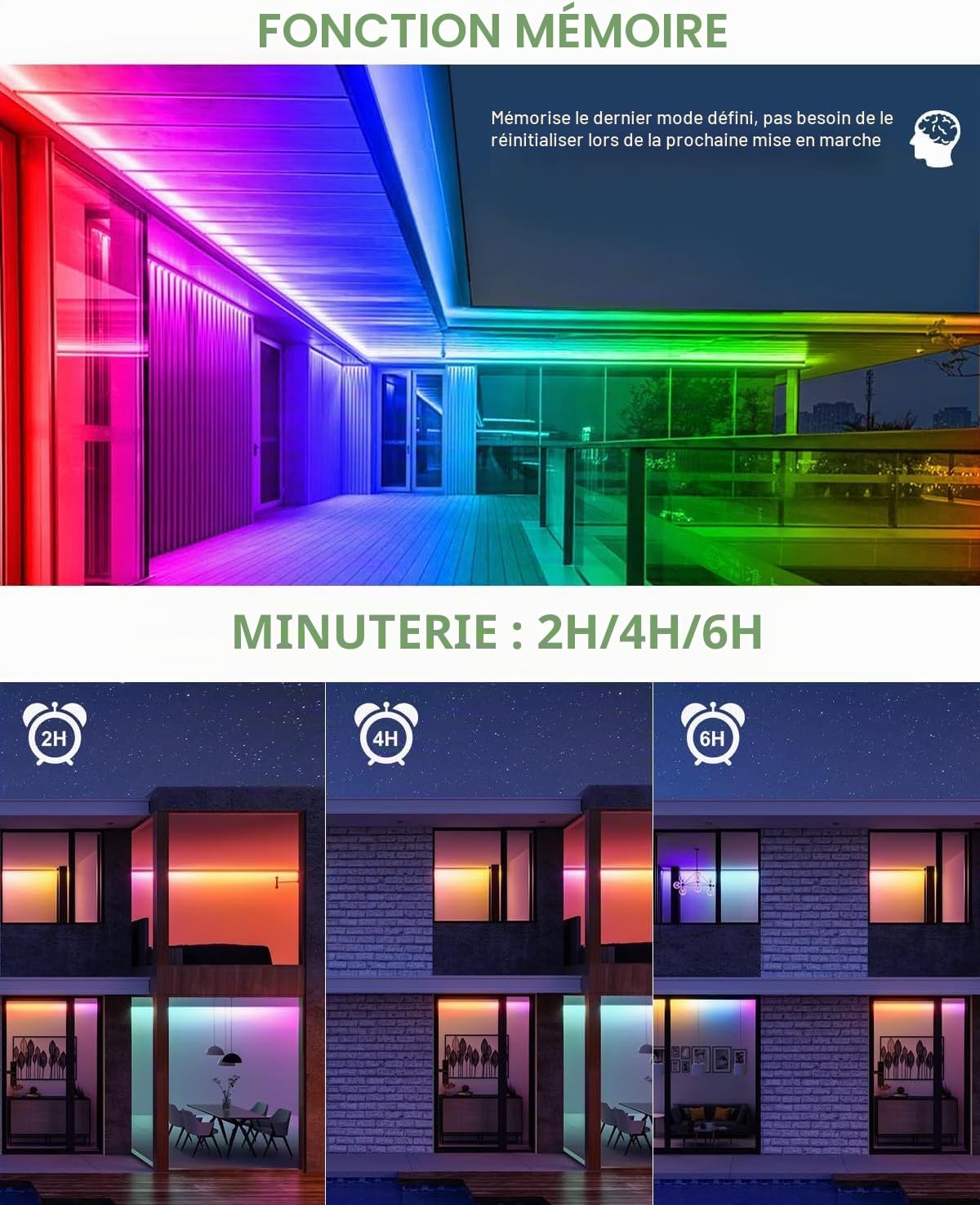 MEIHUA Projecteur LED RGB Barre 42 W avec Télécommande RF 360° Éclairage LED RGB 10 Couleurs 12 Modes 6 Luminosité Réglable Étanche IP66 Mémoire et Minuterie Spot Couleur pour Bar Noël Halloween