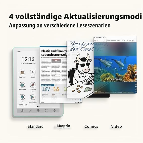 Bigme B6 6palcový barevný e-paper tablet elektronická čtečka Android 14 s 4 GB RAM a pamětí 64 GB lehký přenosný Design pro čtení a pro multimediální aplikace Green