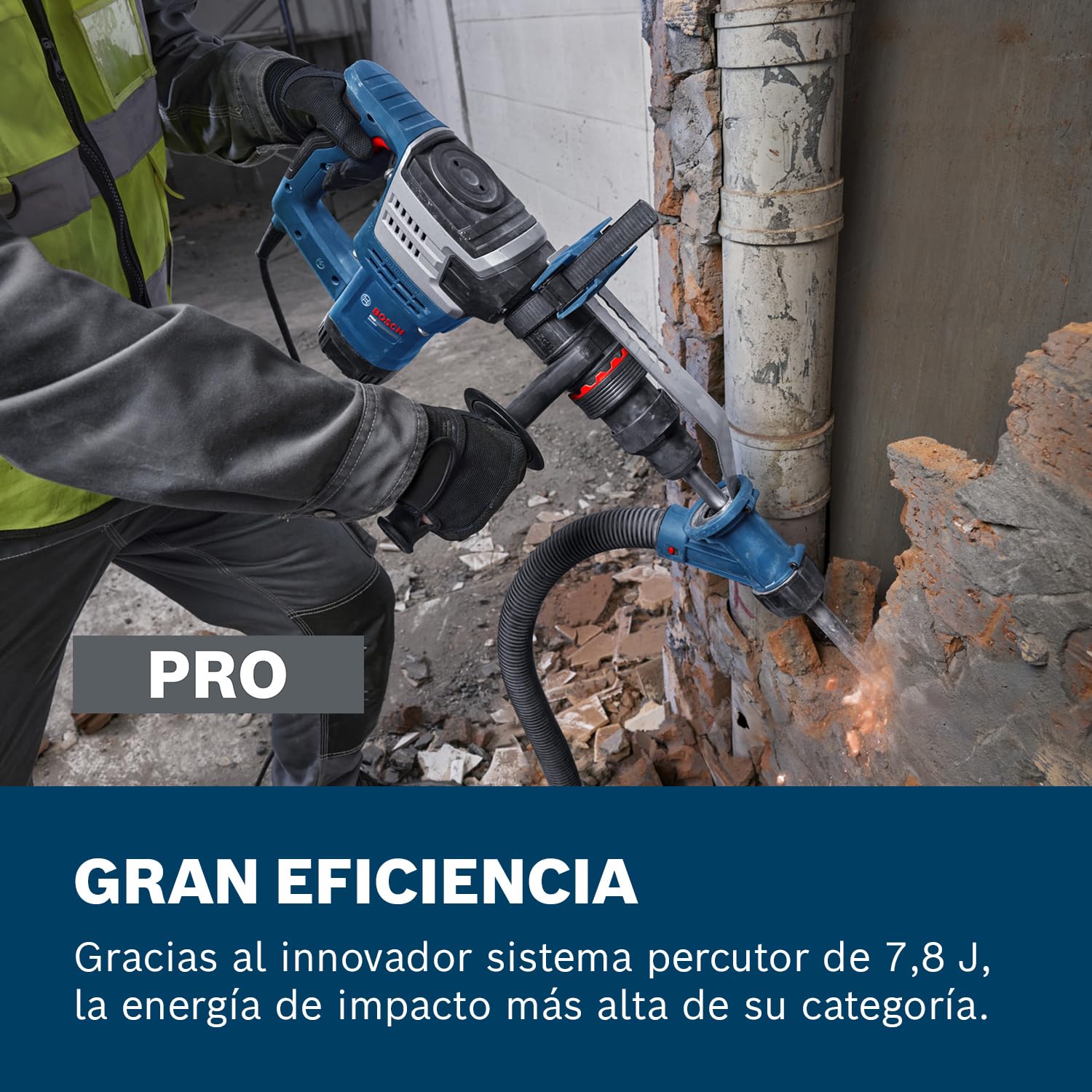 Bosch PRO Martillo de demolición con cable GSH5MX (incl. cincel en punta SDS MAX 280 mm, empuñadura auxiliar recta, estuche de transporte)
