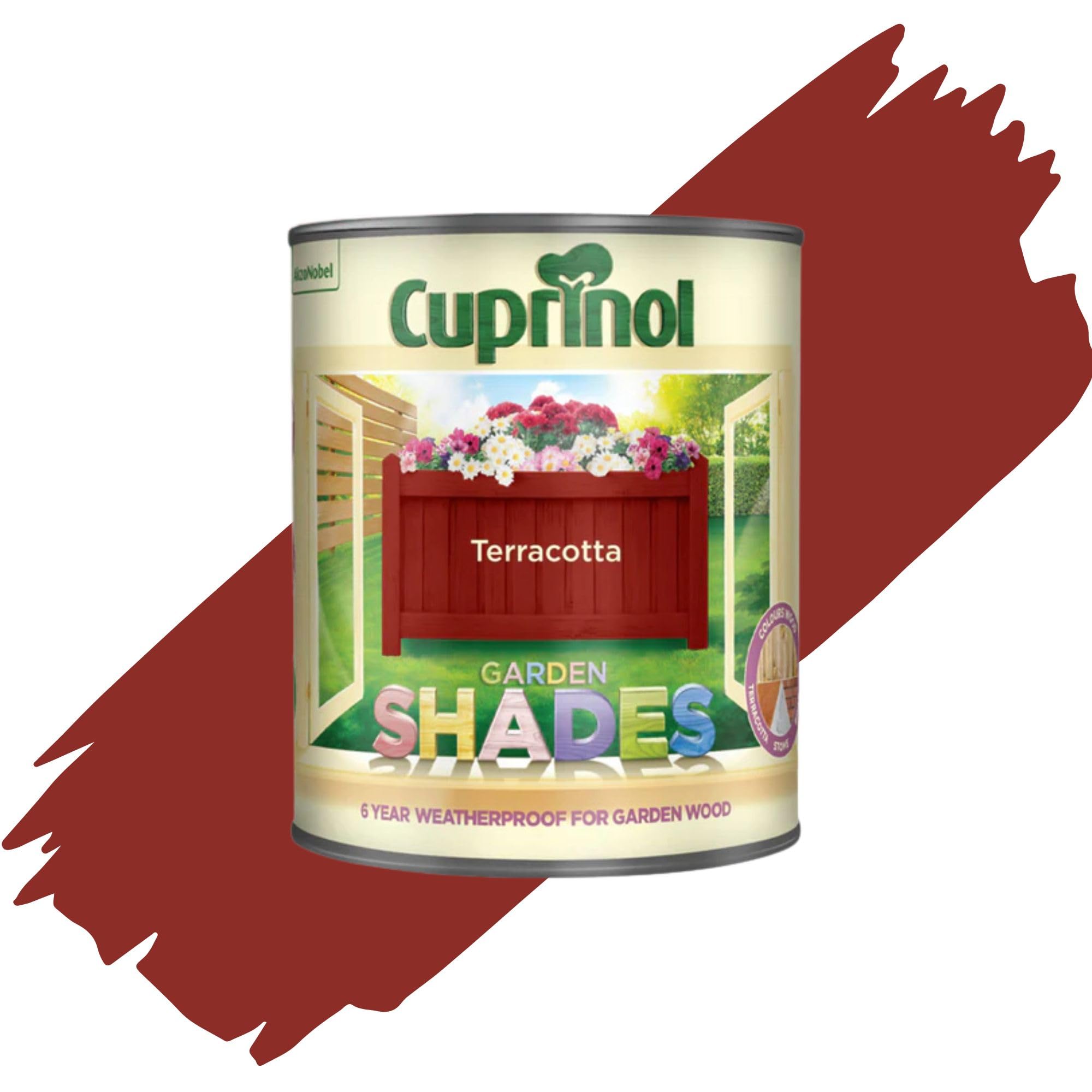 AOC24 1L Garden Shades Fence Paint, Outdoor Wood Paint For Garden Sheds, Furniture, Fences, Exterior Wood, Water Based Paints For Outdoor Surfaces, Brick, Pots (Terracotta)