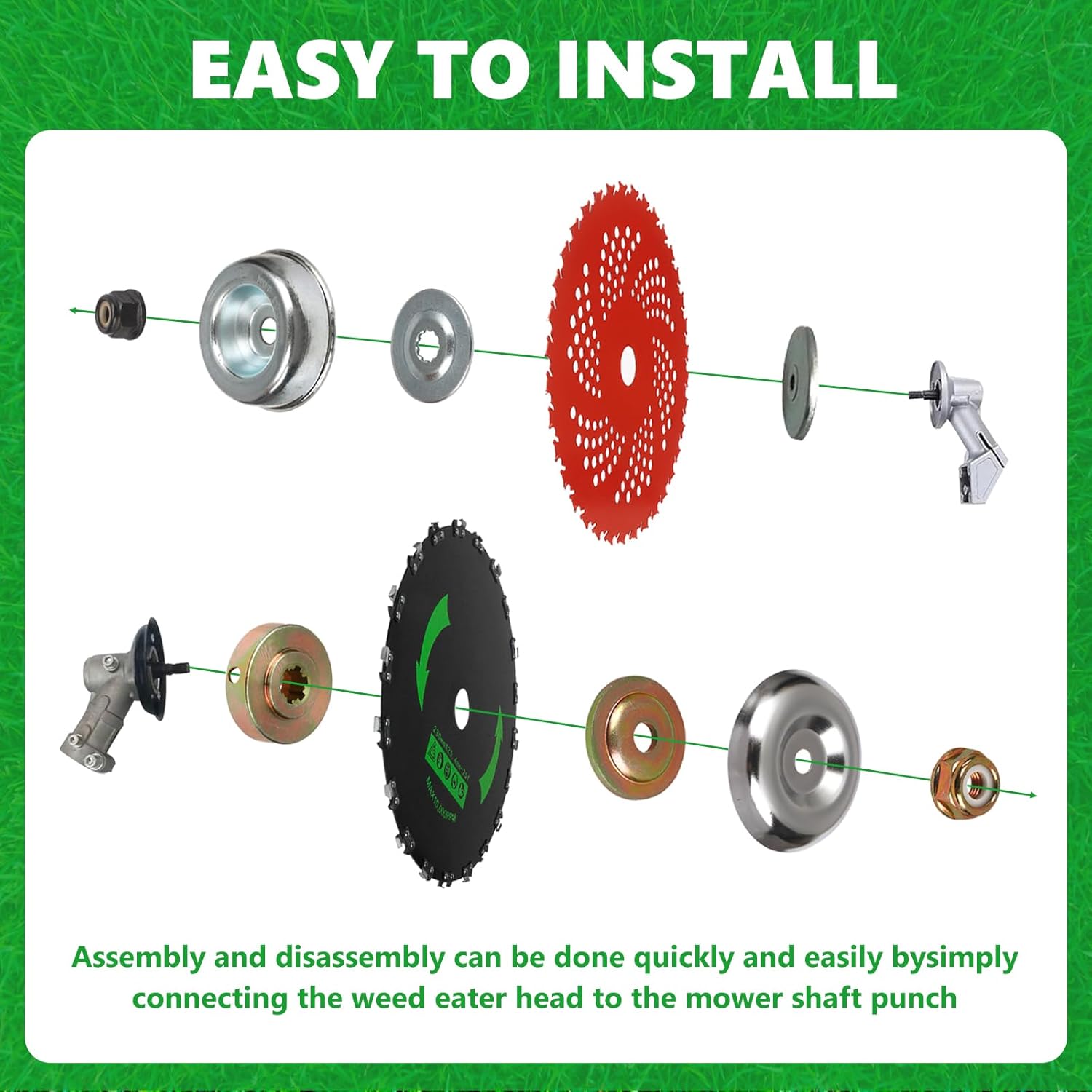 9" x 36 Teeth Carbide Tipped Blades 9" x 20T Chainsaw Tooth Cutter with Universal Adapter Kit Compatible with Brush Cutter, Trimmer, Weed Eater, Stihl, Husqvarna, Ego