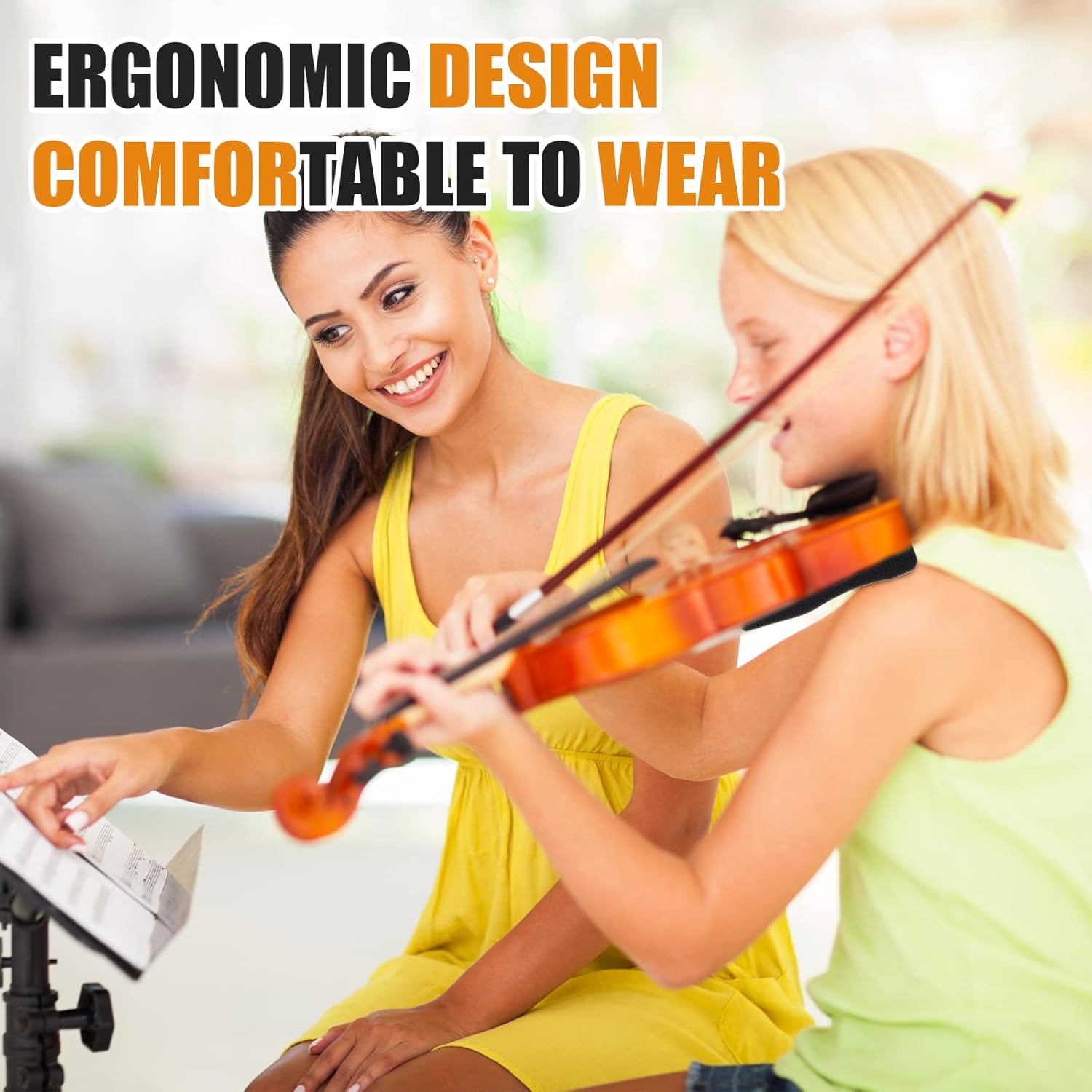 5 Pcs Soft Foam Violin Shoulder Rest - 3/4-1/2 Size, Yellow Rubber Bands for Concerts & Weddings