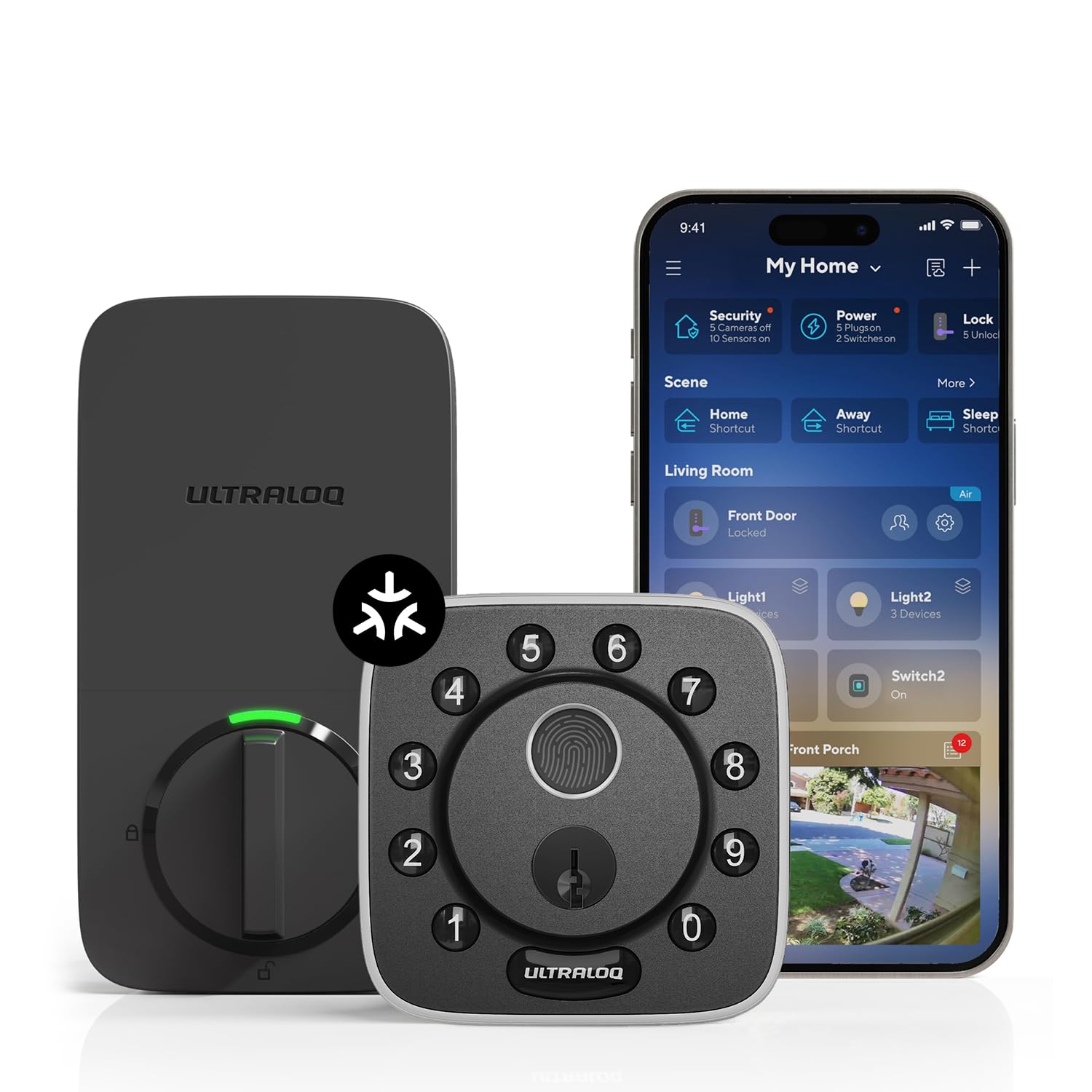 ULTRALOQ 2025 Upgrade Bolt Fingerprint Matter Smart Lock, Fingerprint Keyless Entry Door Lock, Works with Apple Home, Alexa, Google, SmartThings, IFTTT, Built in Matter Over Thread, BHMA Grade AAA