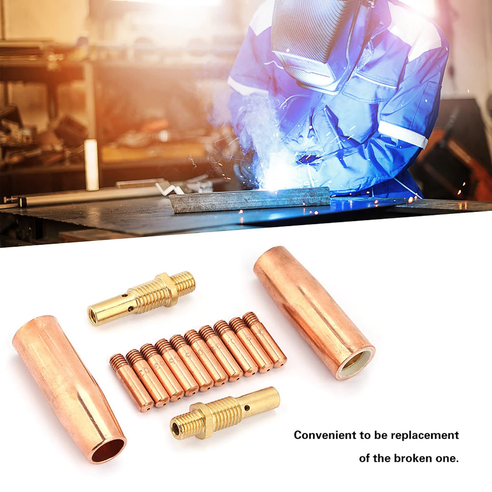 14-Piece Welding Tips & Nozzle Set – Copper Consumables For Tweco Torches (Tips, Diffusers, Nozzles)