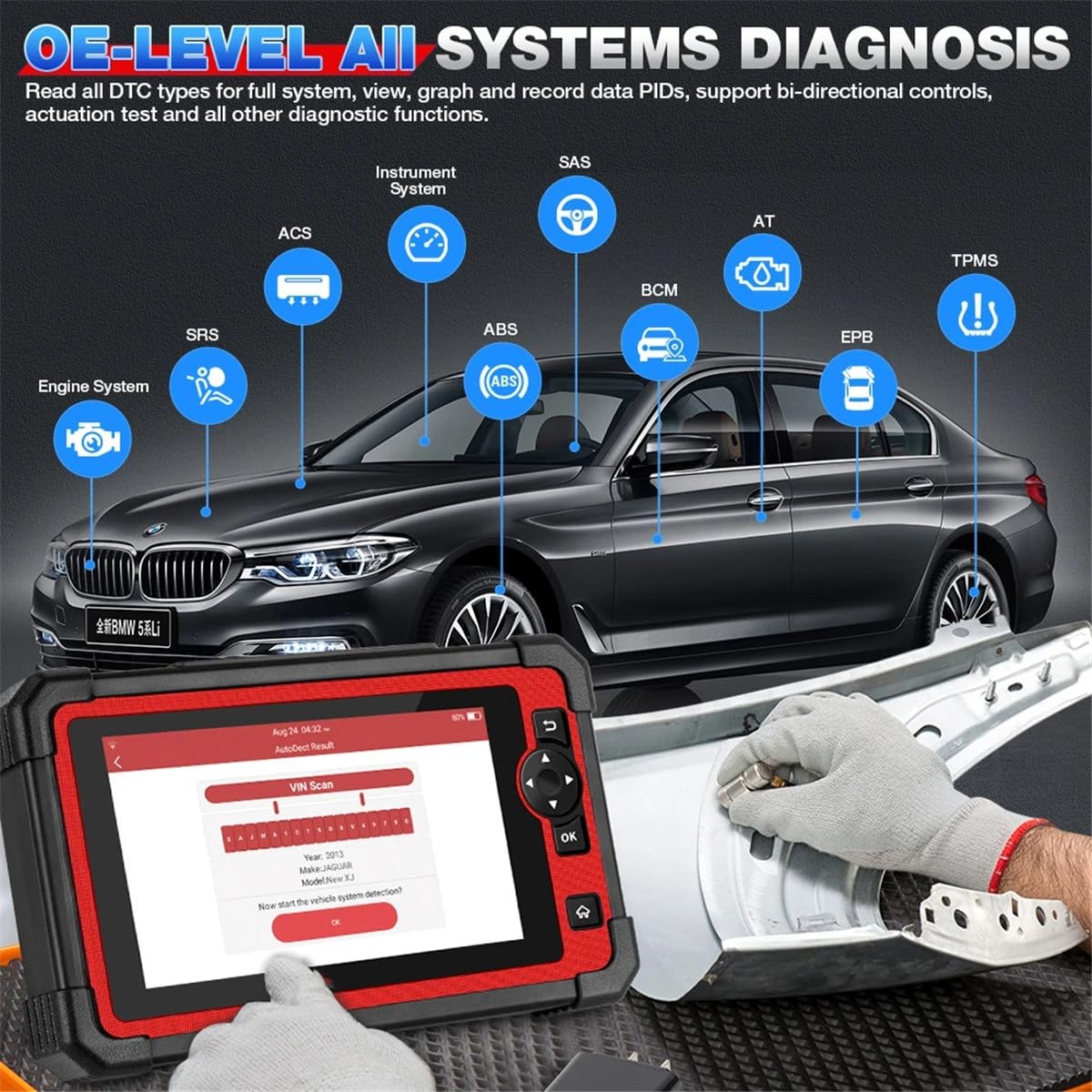 X431 CRP919E BT Samochodowe narzędzia diagnostyczne CAN FD DOIP ALL Systems ECU Coding Active Test 31 Resetuje DBScar VII Auto Scanner