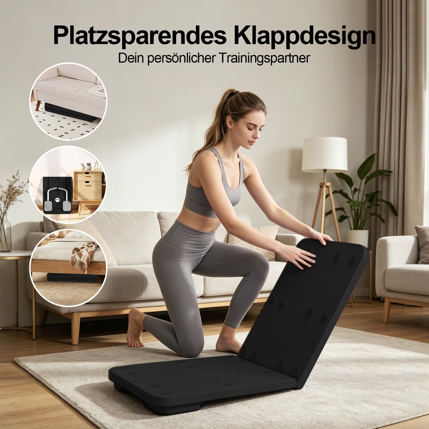 Multifunktional Pilates Board für Zuhause, Mini&Faltbarer Pilates Reformer Homegym(100+Ubungen), 10 in 1 Pilates Set für Ganzkörpertraining&Bauchtrainer, Brett 200KG inkl Automatisches Rebound