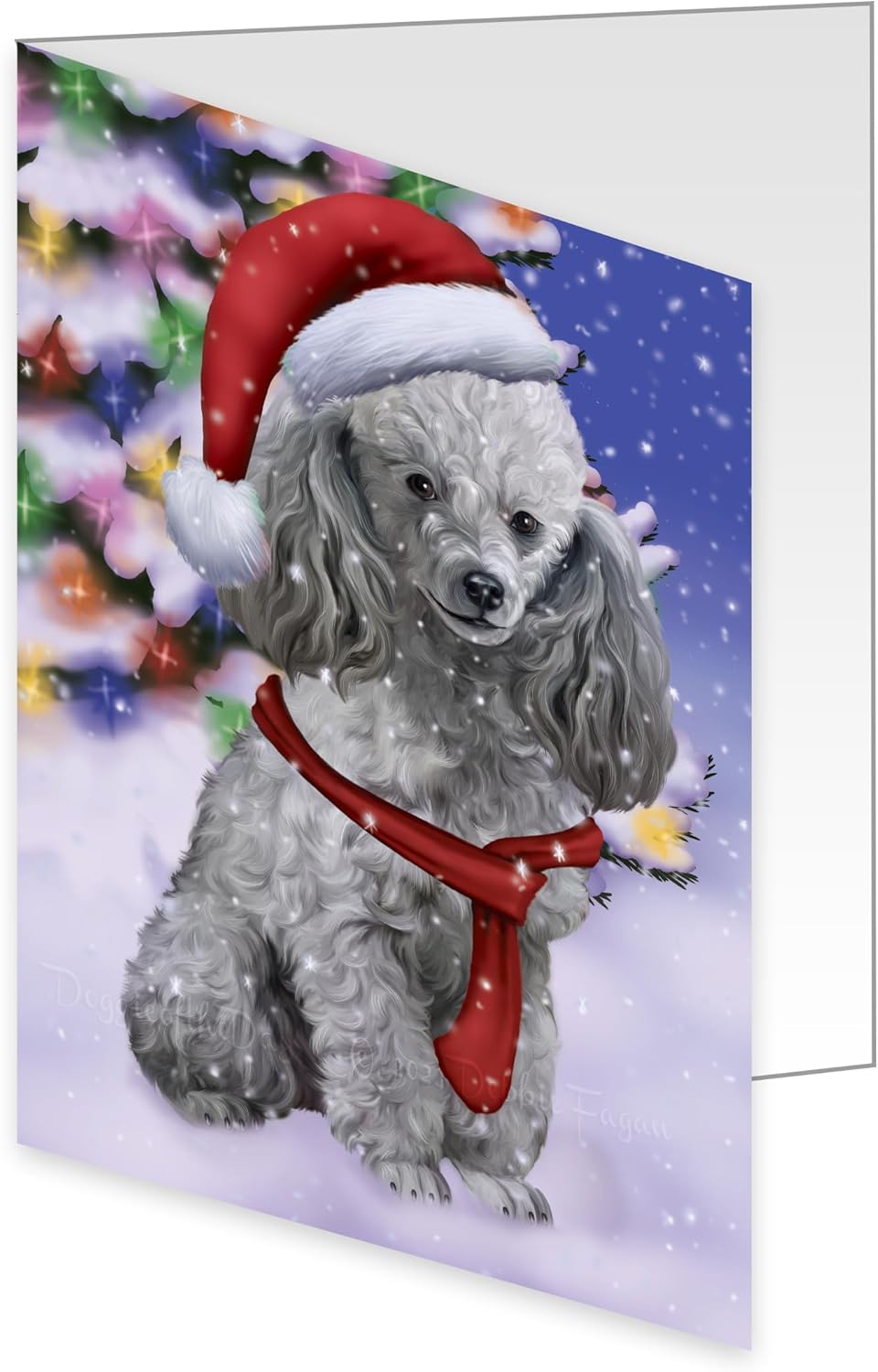 Winterland Wonderland Poodle Dog Greeting Cards - Adorable Pets Invitation Cards with Envelopes - Pet Artwork Christmas Greeting Cards GCD64259 (10 Greeting Cards)