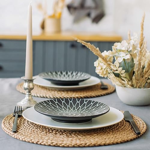 Miniatura 8 de Eco Crave Juego de 10 manteles individuales tejidos redondos de 13 pulgadas, manteles individuales tejidos rústicos bohemios para decoración de mesa