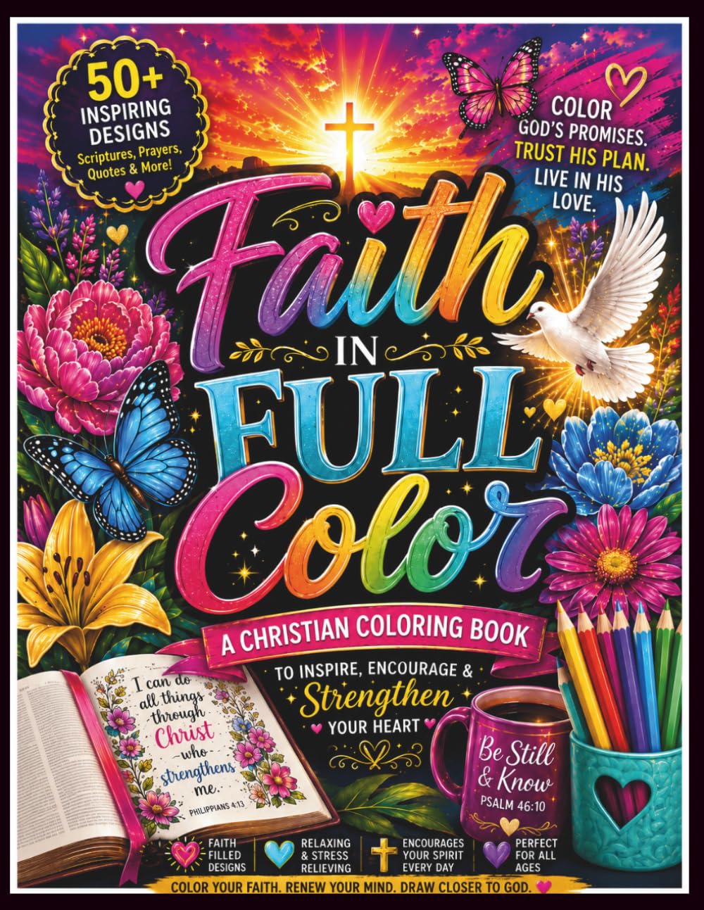 Faith In Full Color: A Christian Mandala Coloring Book Filled with Scripture, Peace, and Purpose