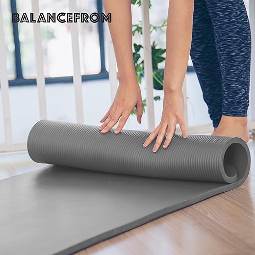 Miniatura 8 de Fitvids - Tapete de yoga de 1 pulgada extra grueso de alta densidad con superficie antideslizante y correa de transporte para hombres y mujeres,