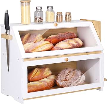 HOMEKOKO Double Layer Oversized Bread Box, Extra Large Bread