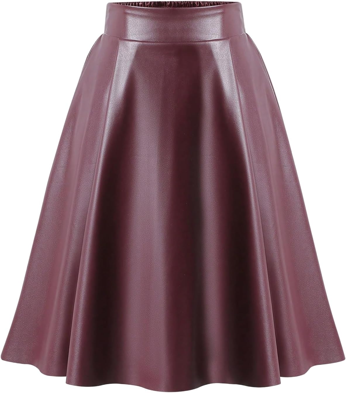SweatyRocks Girl's PU Leather Flared Midi Skirt High Waisted Skater A Line Skirts