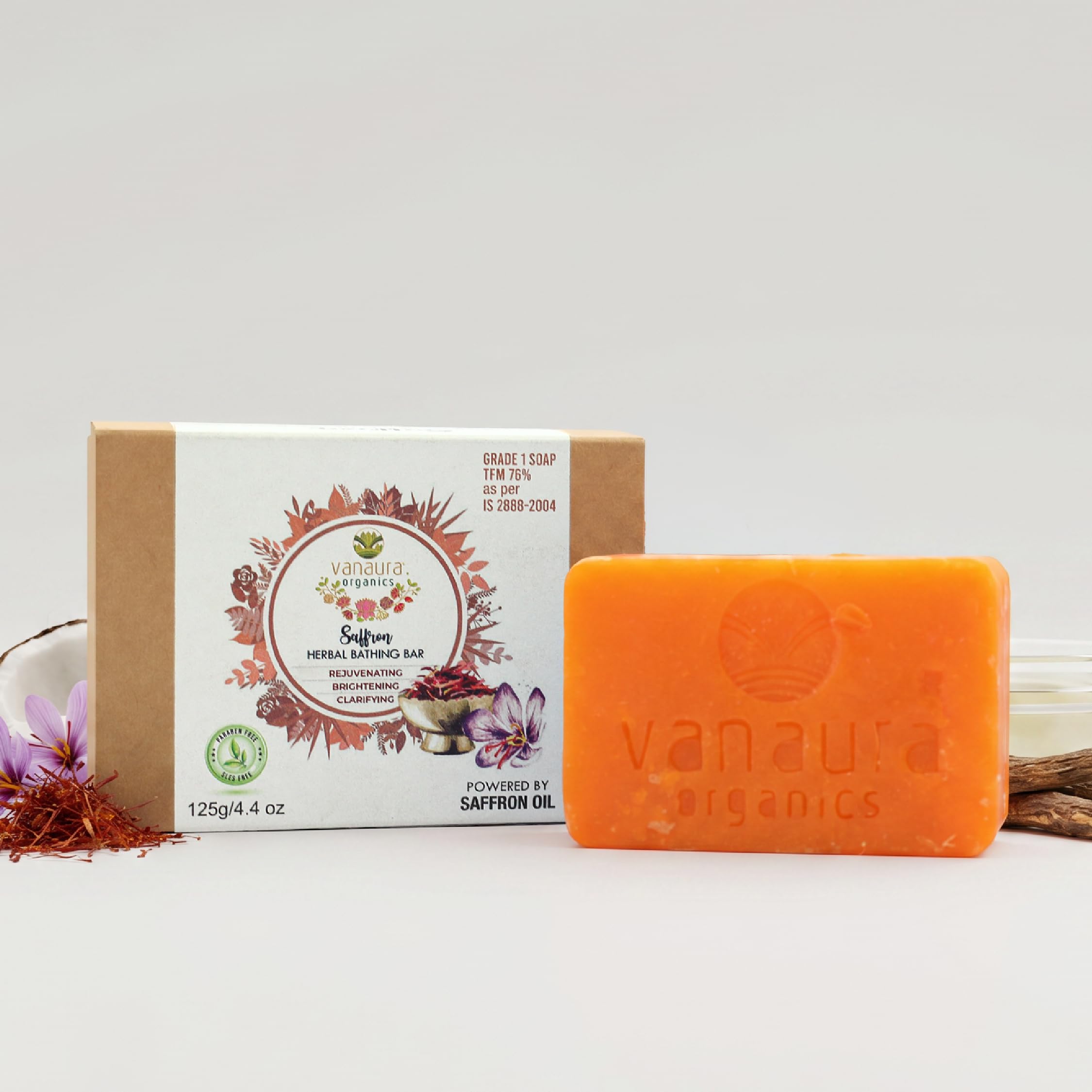 SAFFRON Herbal BAR - (Exfoliating, Cleansing, Detoxifying) Natural Handcrafted Bar 125g/ 4.4 oz (Pack of 3)-image-35