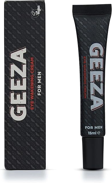 Geeza Men's Eye Cream Reduce Dark Circles and Puffiness Scientifically Backed Designer Skin Care, Advanced Formula Male Eye Bag Removal, Designed to Improve Elasticity, Nourish the Under Eyes 15ml