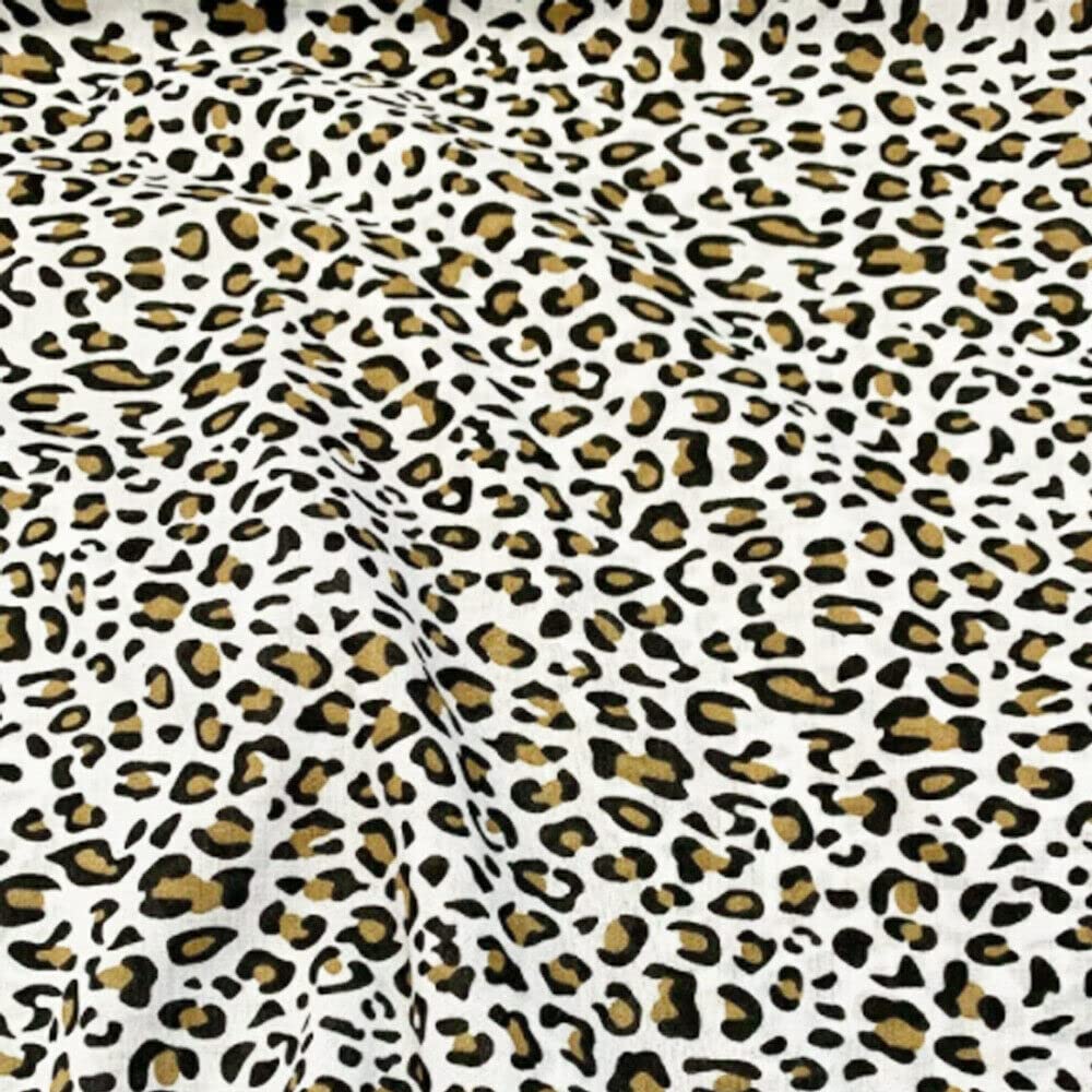 Leopard Print Polycotton Fabric Material 45'' Wide Per Metre Fabric Sewing Craft (Leopard Half Metre)