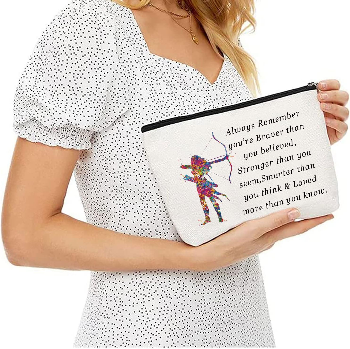 G2TUP Archery Lover Gifts Makeup Bag For Archery Coach Archer Motivational Archery Cosmetic Bag Always Remember you’re Braver (Archery Lover makeup bag)