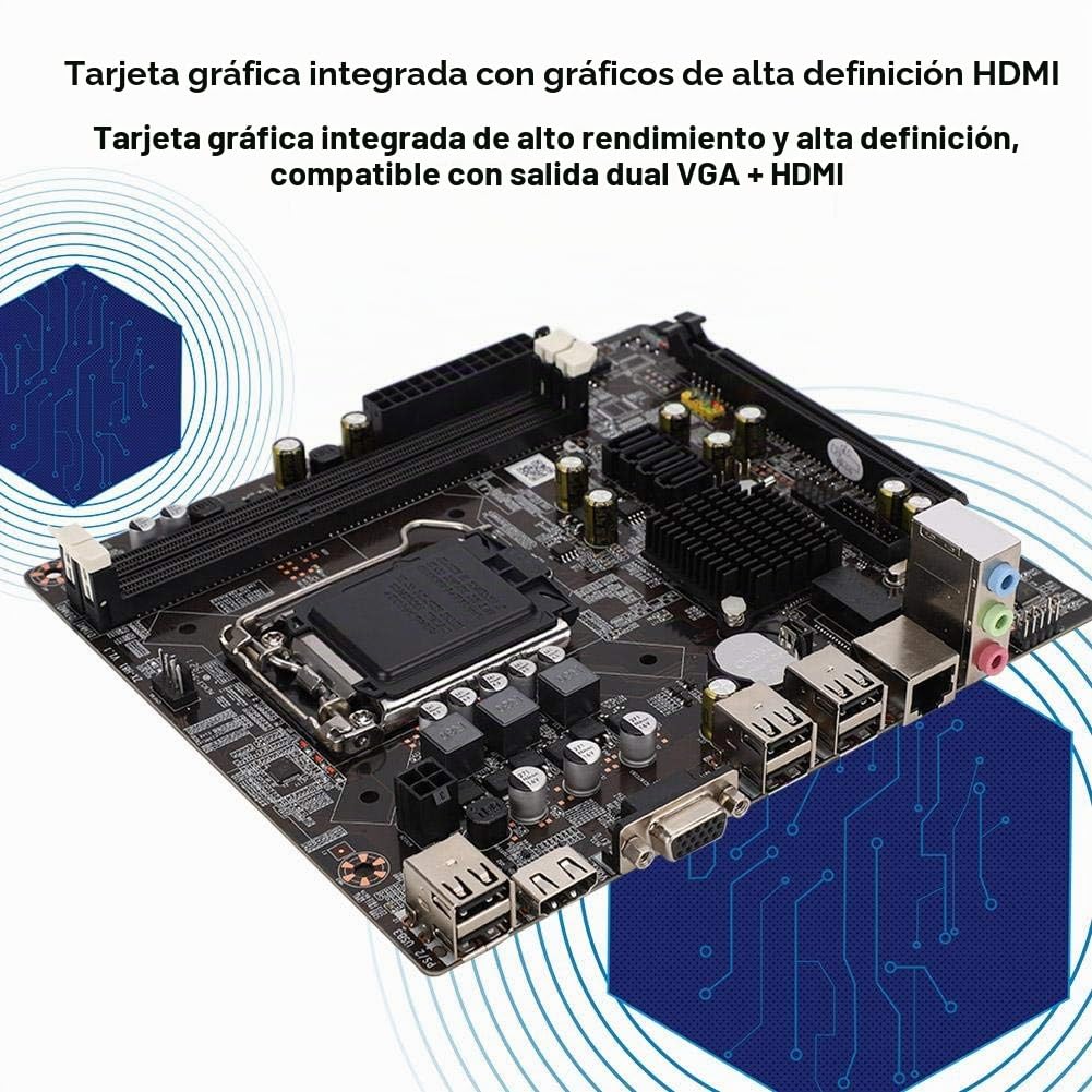 Placa Base DDR3, Placa Base H81 LAG1150 PC CPU con SATA 2.0 y Ranura para Tarjeta gráfica PCI-E x16 Compatible con Salida Dual VGA + HDMI Compatible con Memoria de Escritorio DDR3 1066/1333/1600