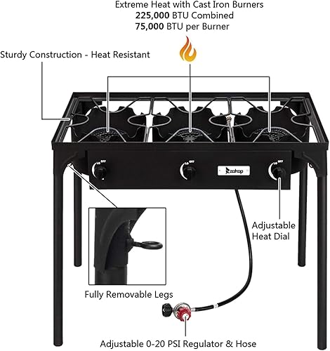 Miniatura 3 de Estufa de quemador al aire libre en el soporte, estufa de gas para acampar de alta presión, estufa de propano portátil, perfecto para preparar