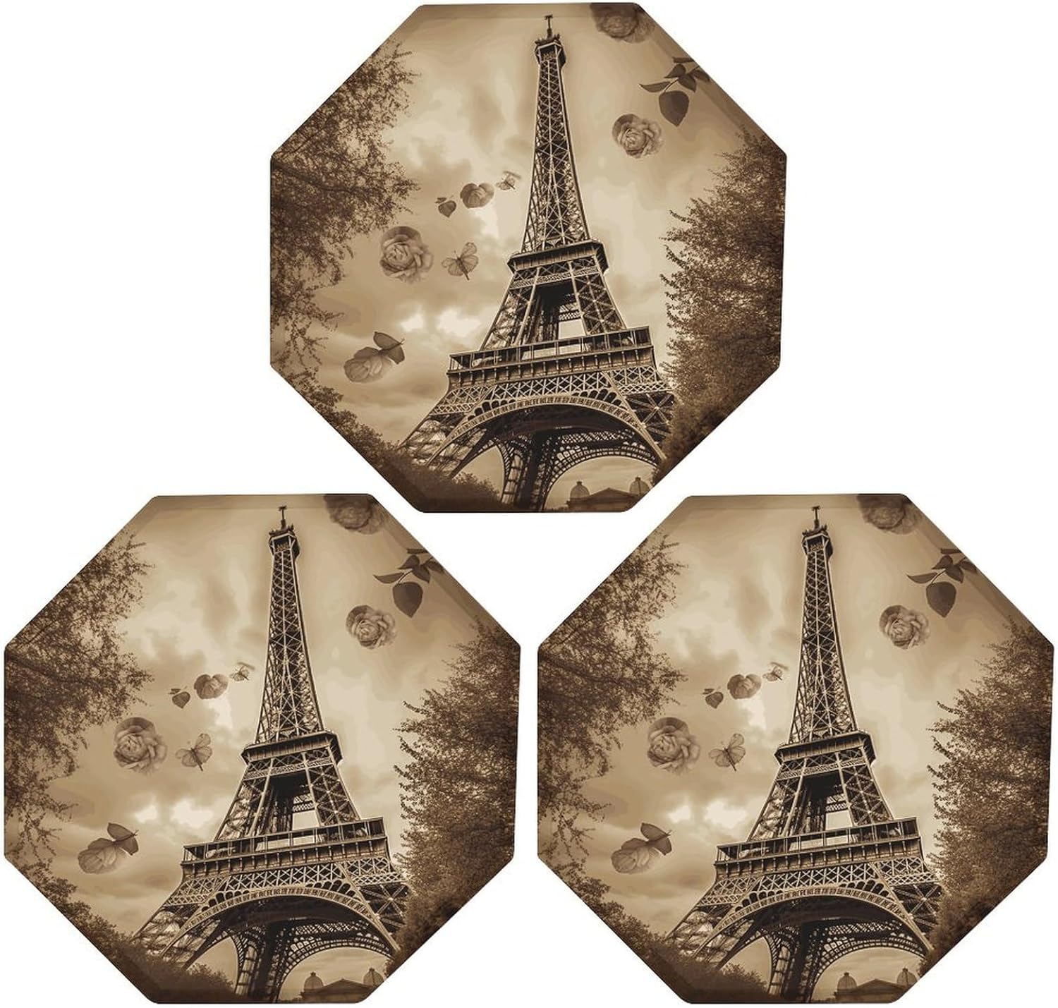 Ctagon Metal Sign for Home, Modern Display Plate for Kitchen, Paris Eiffel Tower Plates Accent Hanging Wall Decorations 3PCS for Living Room, Bedroom, Hallway, Hotel
