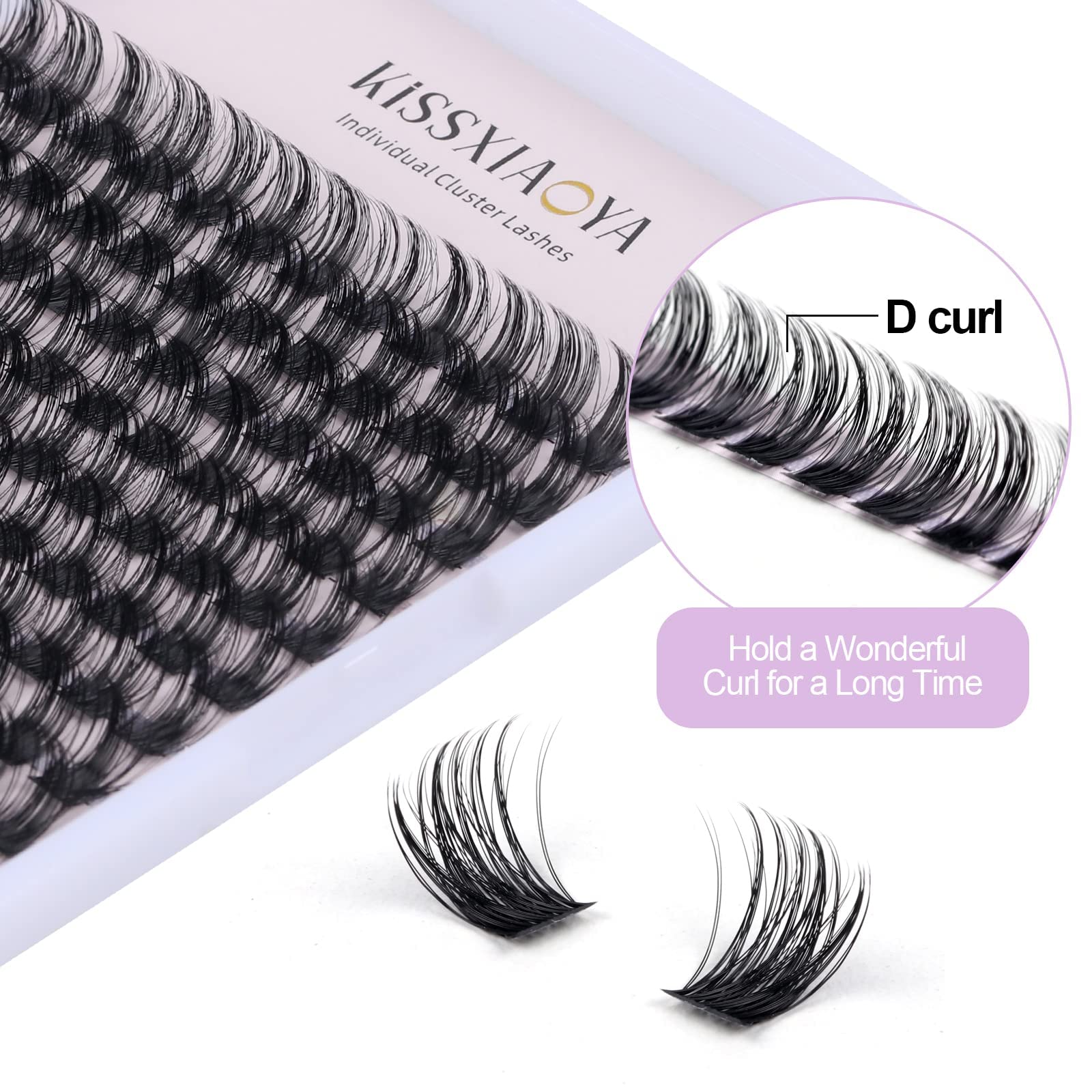 Cluster Lashes Extensions, 144Pcs Individual Cluster Lashes D Curl 14mm, Wide Stem Cluster Eyelashes Soft Natural False Eyelashes Cluster DIY Eyelash Extension At Home (14mm, D Curl)