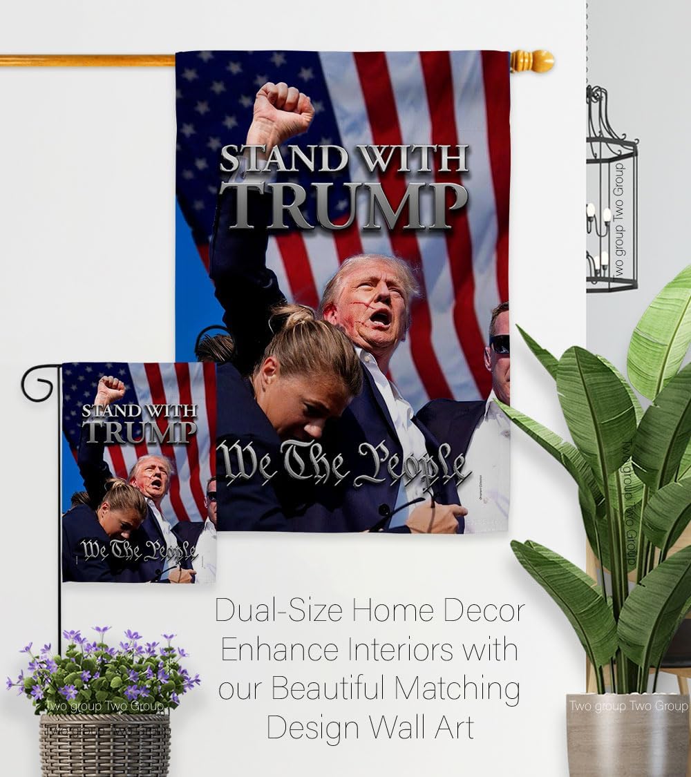 MAGA 2024 Trump Shooting Flag Holder Kit Wall Hanging Decor for Home Porch Vance Make America Great Again Poster Patio Yard Sign Outdoor Patriotic Decorations Republican Gift Made in USA