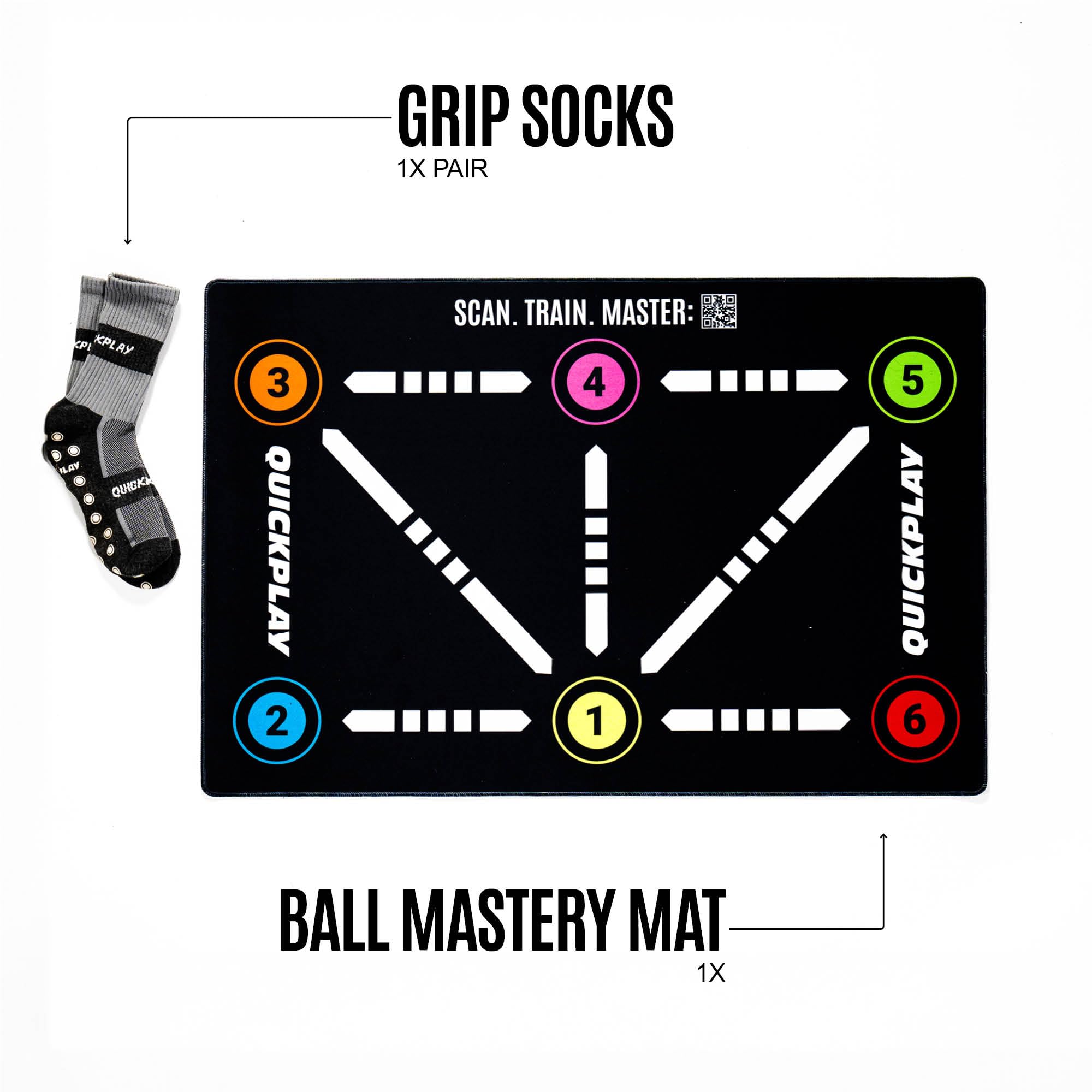 QUICKPLAY Ball Mastery Fußballmatte & Trainingsmatte für Ballkontrolle – Mit eCoach Trainingsvideo – Rutschfester Fußballtrainer für Technik, Fußarbeit & Ballbeherrschung – Für Kinder & Erwachsene