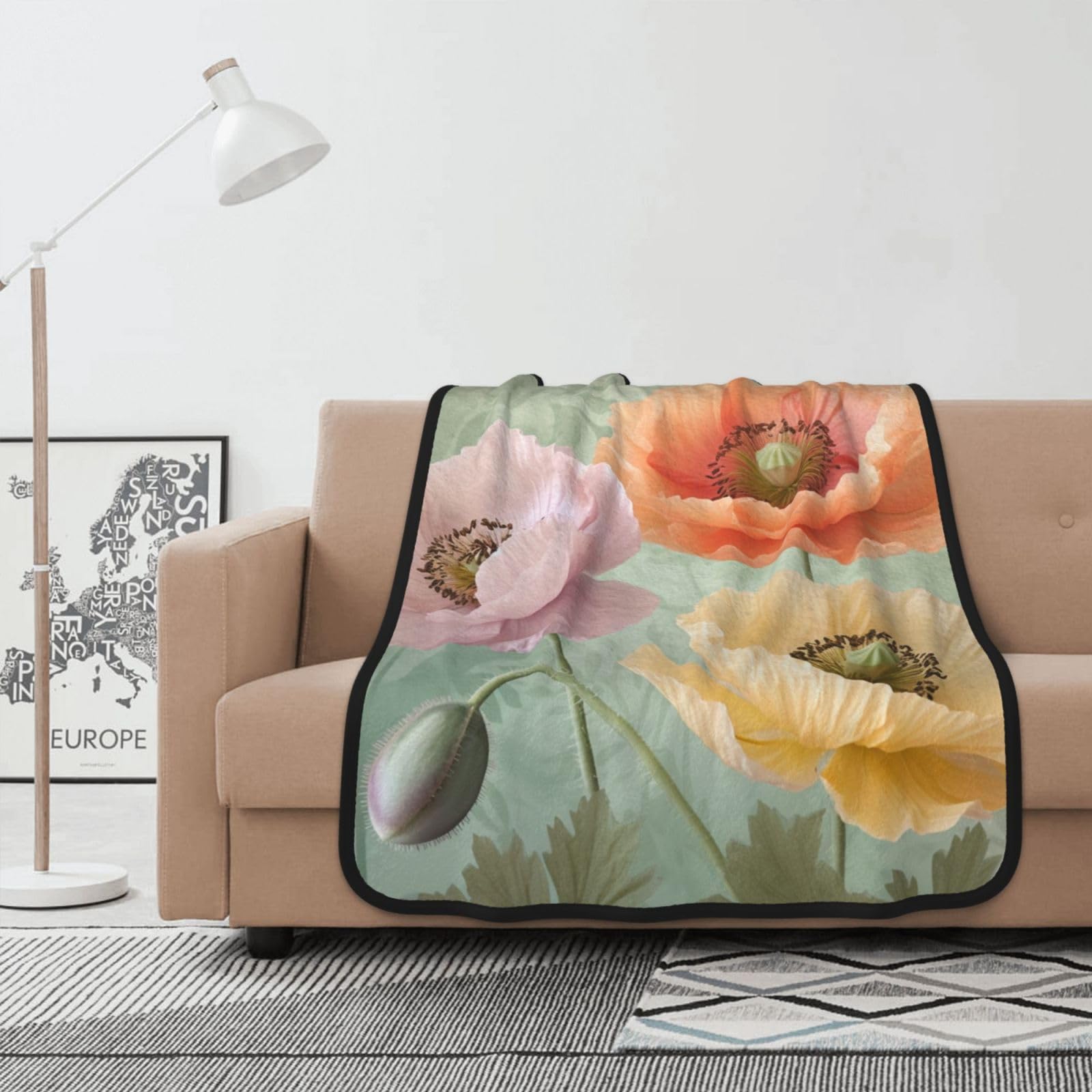 Couverture polaire douce flanelle imprimée pour lit et canapé