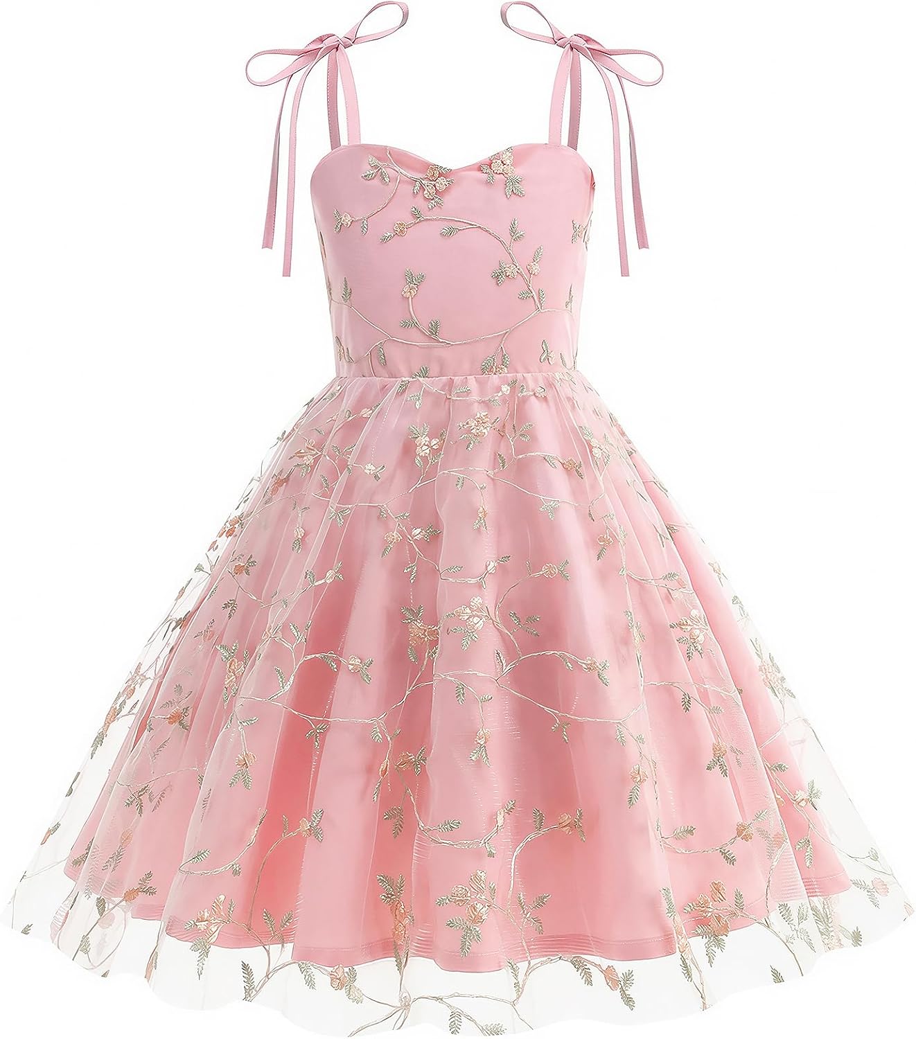 Flower Girl Tea Party Dress Vintage Embroidery Formal Girls Dresses Wedding Pageant Birthday Gown