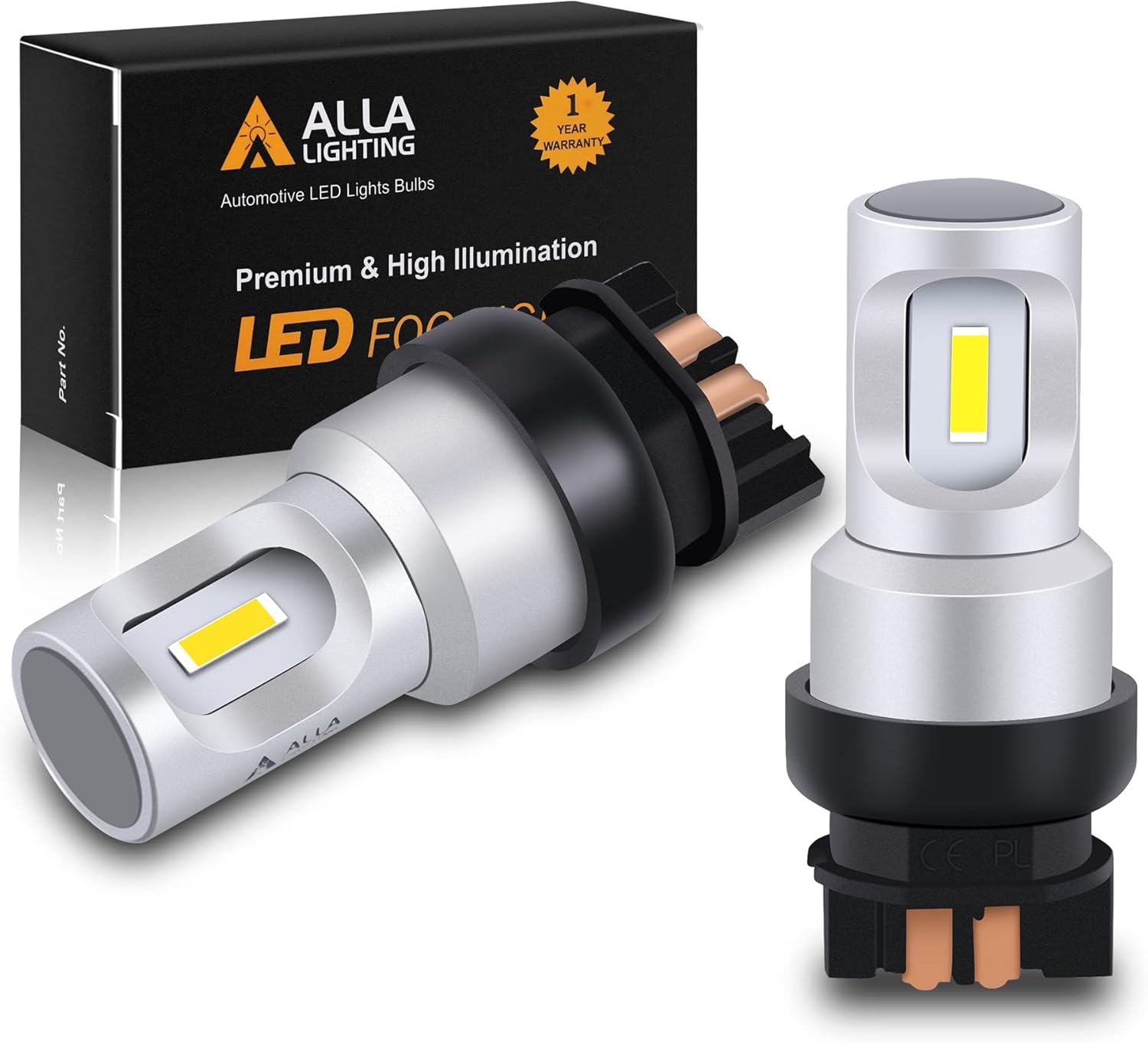 Alla Lighting 12181NA PWY24W LED Bulbs Super Bright 12V Yellow Cars' Front Turn Signal Lights Replacement 12174NA