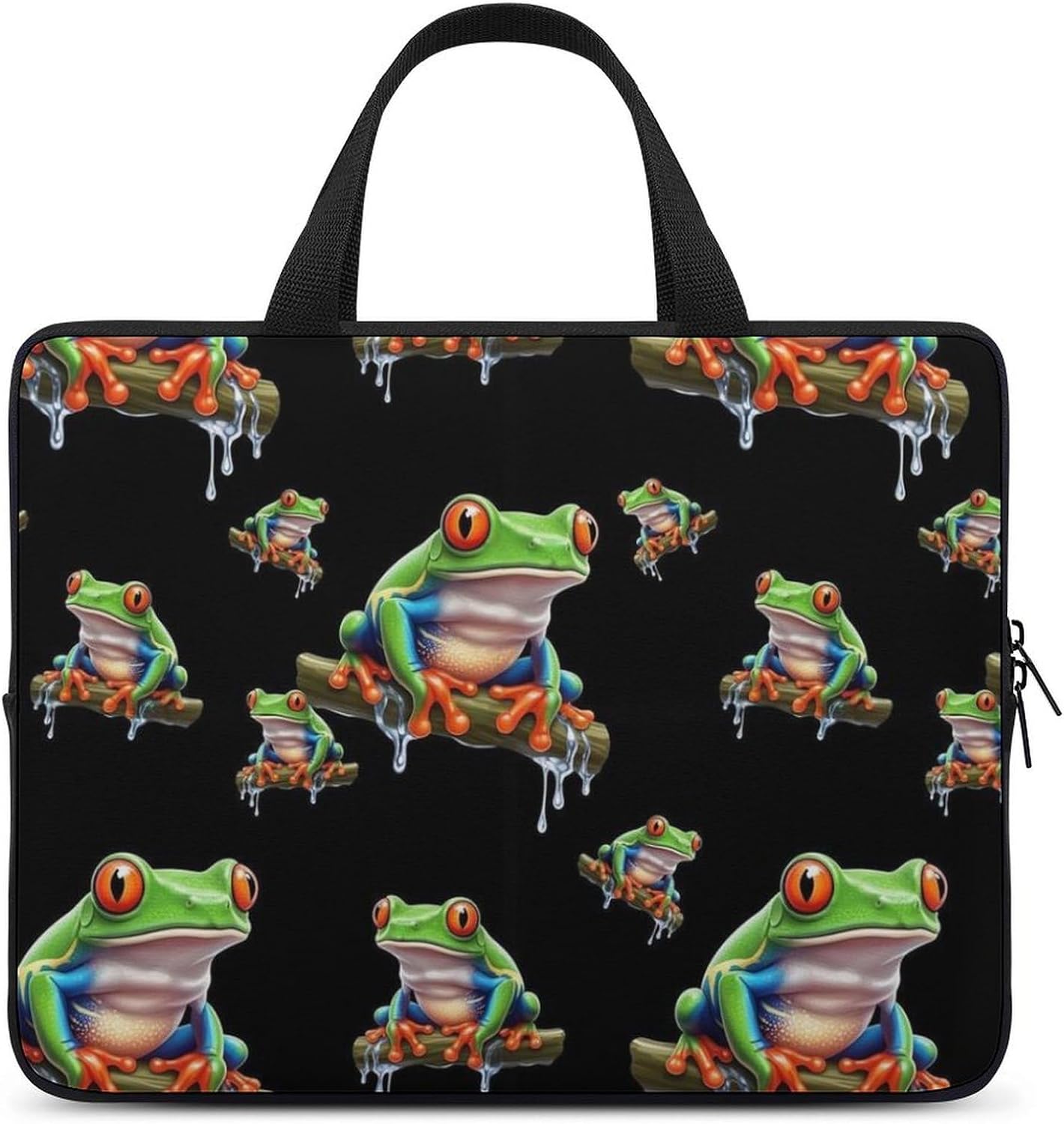 Portable Laptop Bag Cute Funny Frog, Neoprene Tablet Briefcase Carrying Bag, Slim Protective Sleeve Case for Travelers