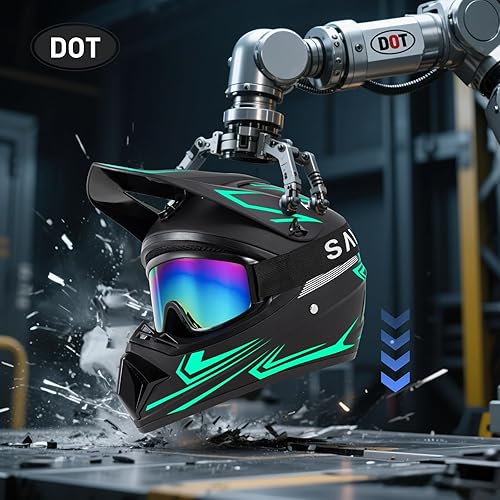 Miniatura 4 de Juego de 4 cascos de motocross para niños y jóvenes, juego de 4 piezas de casco de motocicleta de cara completa para niños y niñas, aprobado por