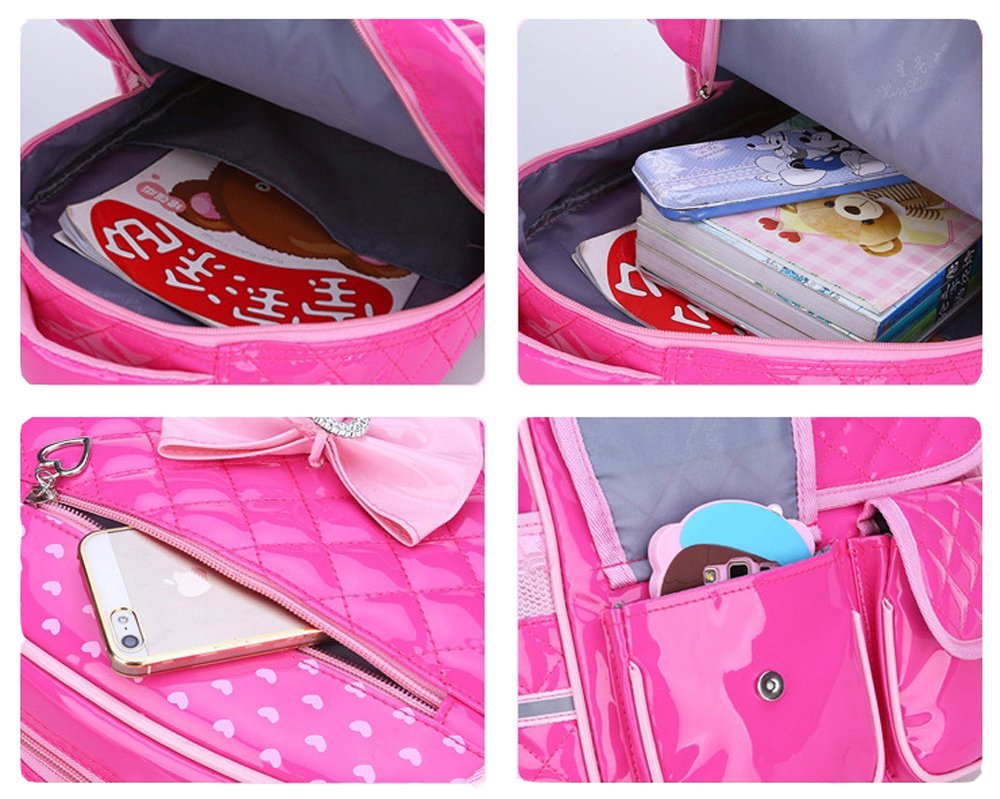 Kaxich Kinder Mädchen Rucksack Schulrucksack PU-Leder Prinzessin Stil Schultaschen Kinderrucksack für Teenage Maedchen 9-11 Jährige