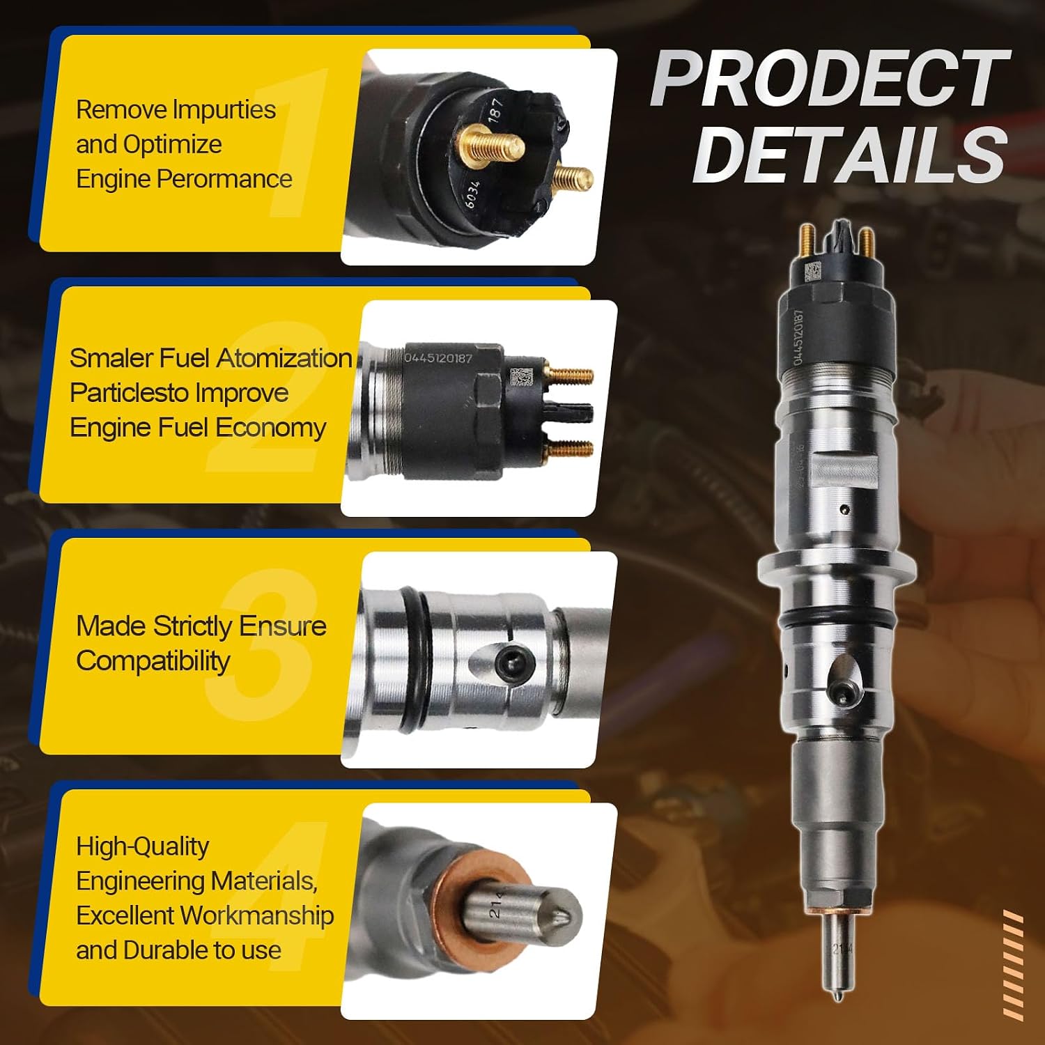 0445120187 5256034 1PCS NEW Fuel Injector 0986435573 5256034PX 5256034NX for Cummins B6.7 ISB6.7 QSB6.7 CM2250 CM2350 Engine 2013-2018 for Dodge Ram 3500 4500 5500 6.7L ISB