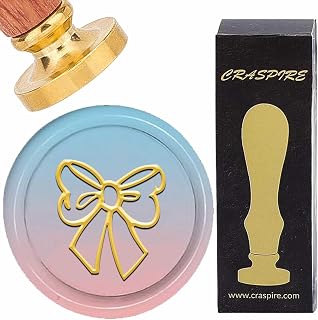 CRASPIRE Bowknot Wax Seal Stamp 30mm Removable Bow Brass Head with Retro Wooden Handle Sealing Wax Stamp for Wedding Valentine's Day Birthday Envelopes Invitations Decoration Packing DIY Embellishment