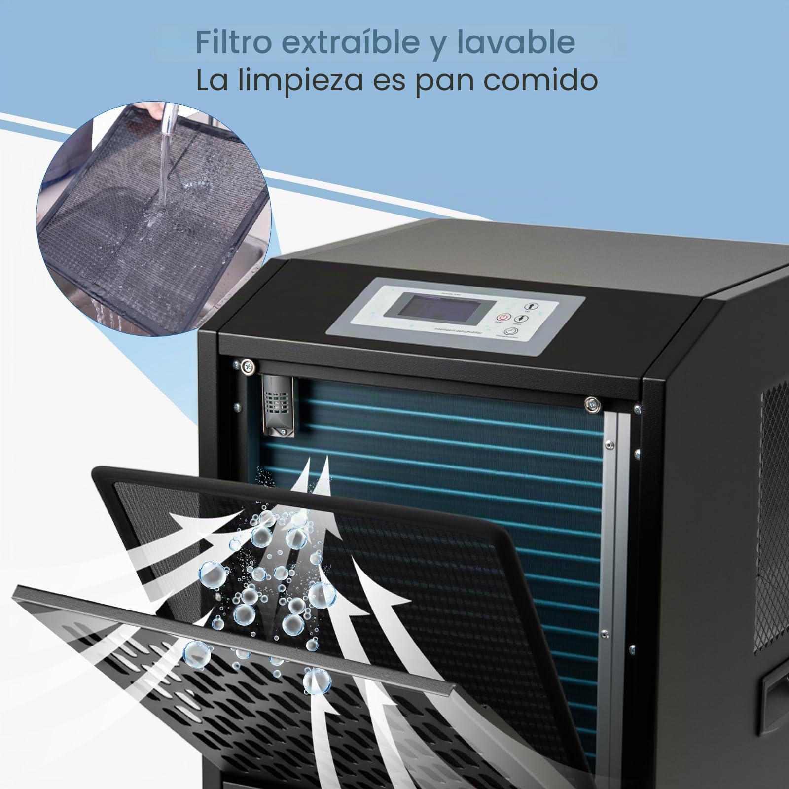 RELAX4LIFE Deshumidificador Profesional 118L/Día para 790m³, Deshumidificación y Desempañado, Deshumidificador de Aire Industrial con Manguera de Drenaje 1M para Sótano y Almacén (Negro)