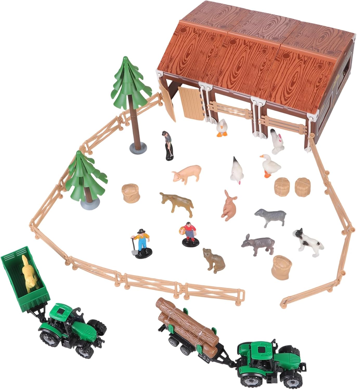 94pcs Farm Animal Figure Toy with Realistic Figurine,Tractors and Fence, Playset Educational Learning Realistic Figurines Playset Animals Figurines Educational