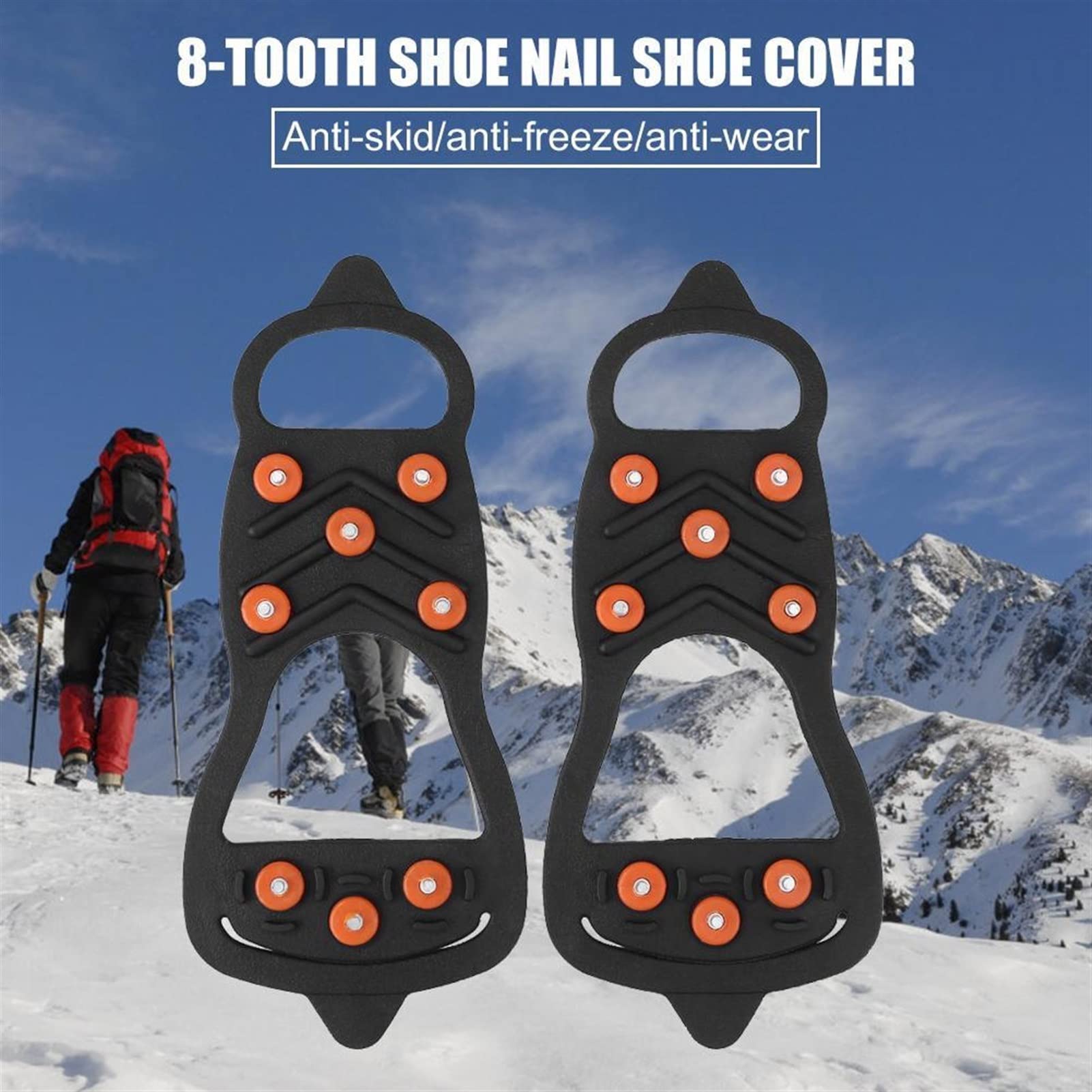 Schuhspikes Universal 8 Bolzen Eisschuh Spiked Grips Cleat Crampons Winter Klettern Outdoor Camping Anti Slip Schuhe Abdeckung Skifahren Zubehör (Color : L)