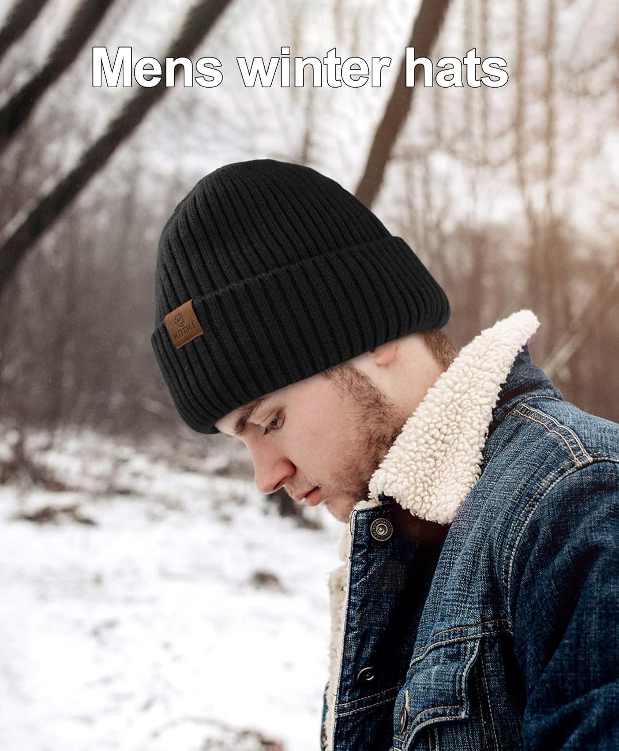 ZTL Merino Wool Beanie Hat for Men Women, Thick Warm Fleece Lined Knit Winter Hats Cuffed Beanie Stocking Hat Ski Skull Cap - Image 3