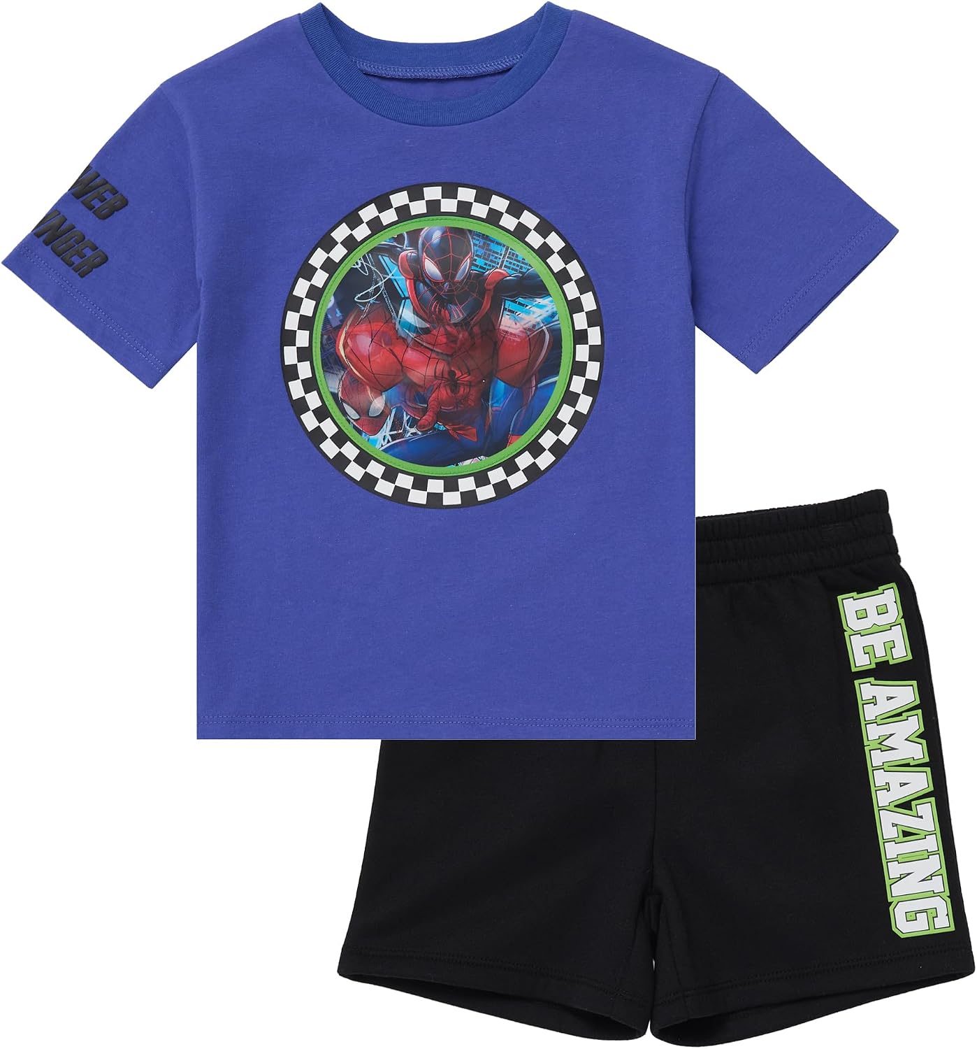 Marvel Spider-Man Boys T-Shirt and Shorts Outfit Set – Holographic Shirt featuring Hulk, Captain America & Superheroes