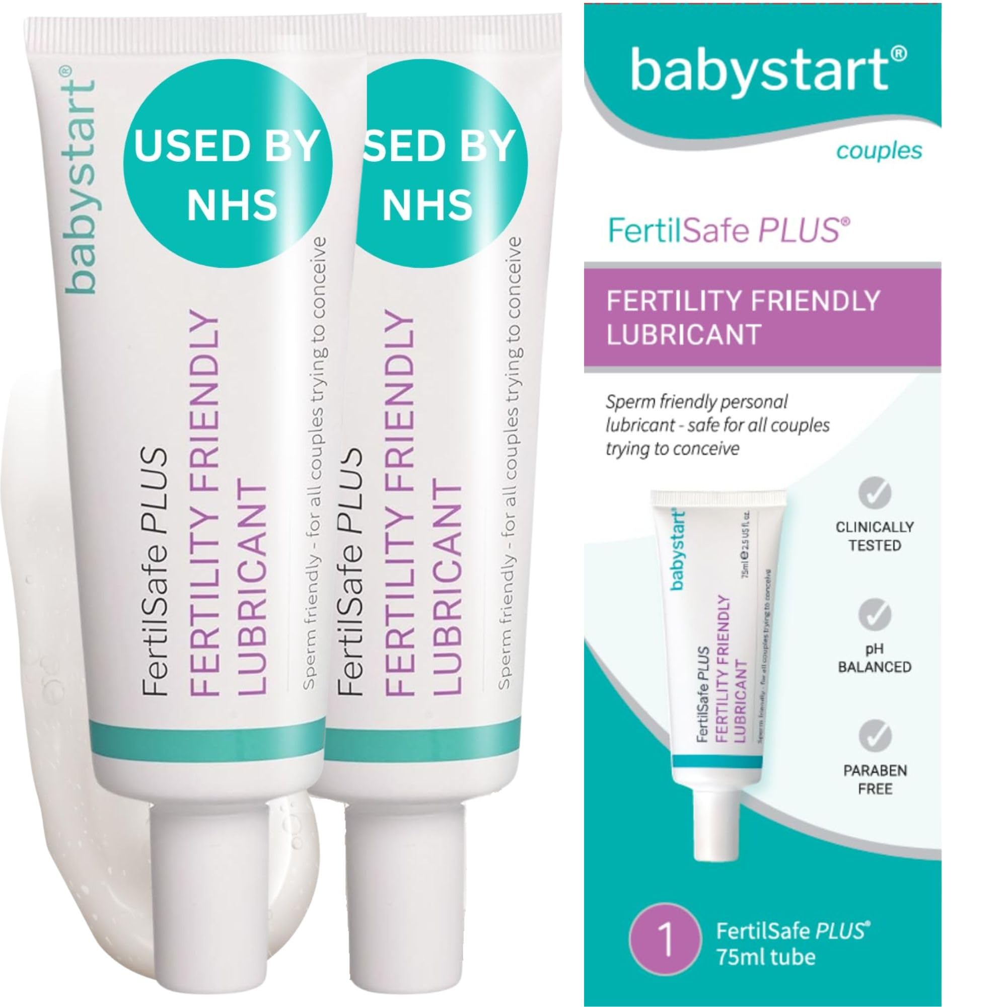 Babystart Fertility Lubricant Duo Pack - FertilSafe Plus 2X 75- Pre-Filled  Lubricating Gel Tube - Natural, Water Based Lubrification, Personal Fertile Friendly  Lubricant for Couples Trying for a Baby : Amazon.co.uk: Health