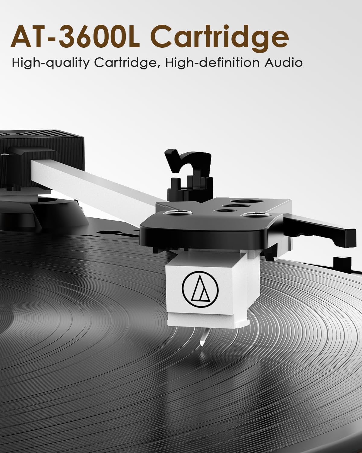 Giradischi con Doppi Altoparlanti Stereo Cartuccia AT-3600L Marrone | Trasmissione a Cinghia, Riproduzione Wireless, 3-Velocità 33/45/78 Giri, Uscita RCA, Vintage