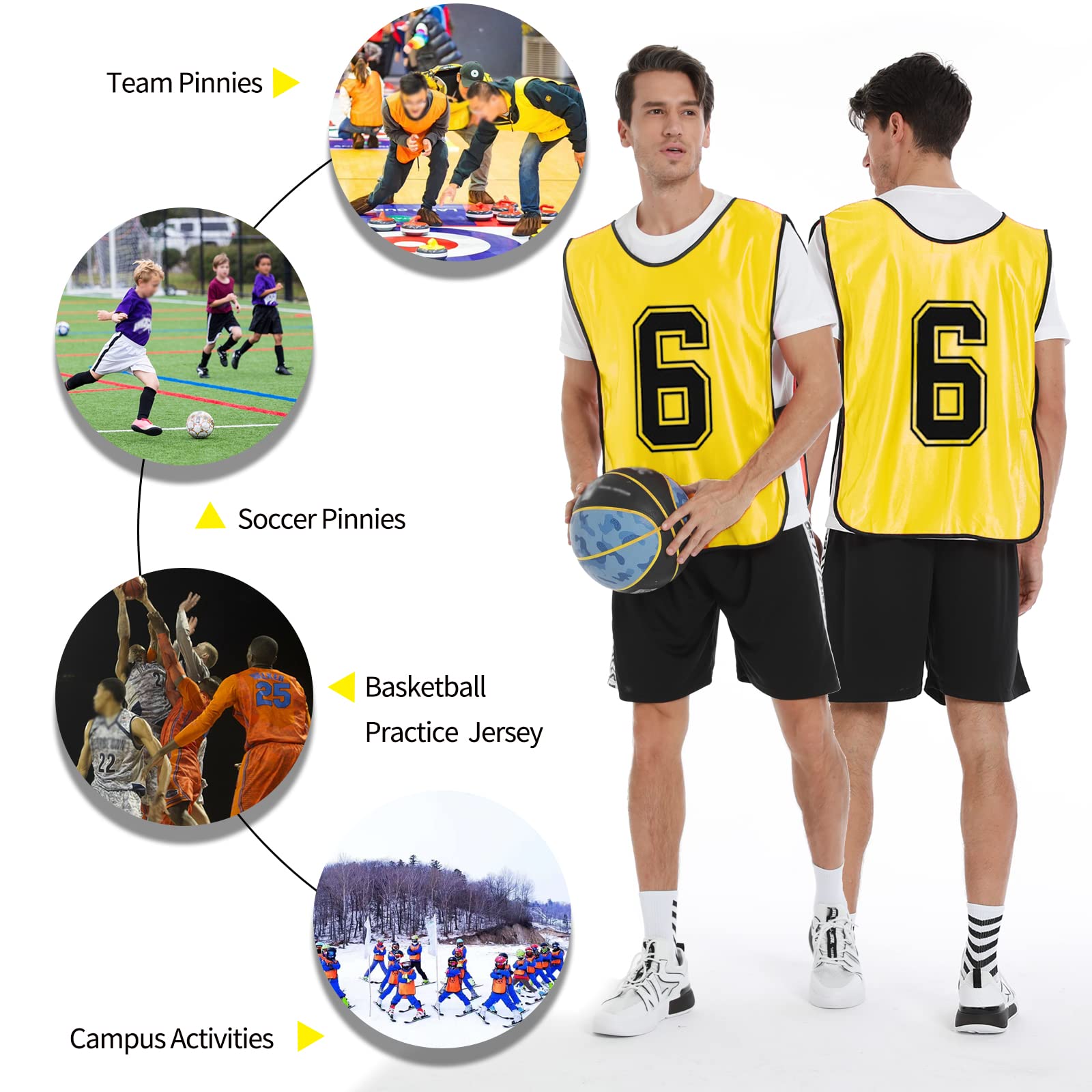 Sport-Lätzchen, nummeriert, für Fußball, Basketball, Trikot, 12 Stück, Jugendliche, Erwachsene