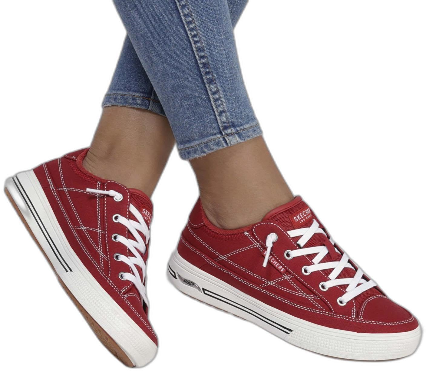 Skechers Zapatillas Arch Fit Arcade-Arcata para Mujer, Rojo Excursión Color sólido Getaway Solids, 40 EU Ancho