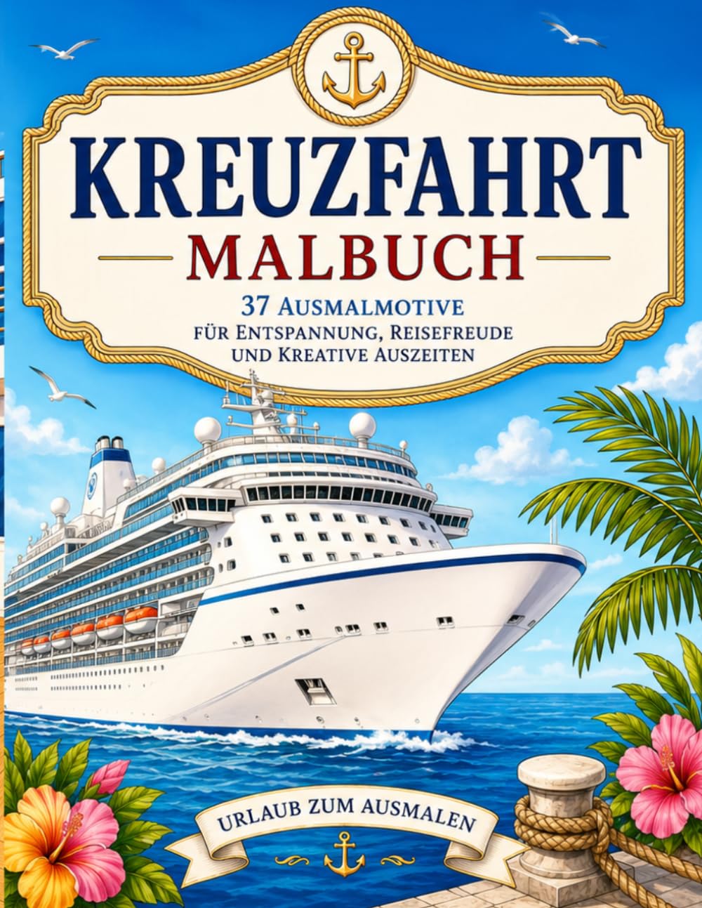 Kreuzfahrt Malbuch: 37 Ausmalmotive für Entspannung, Reisefreude und kreative Auszeiten