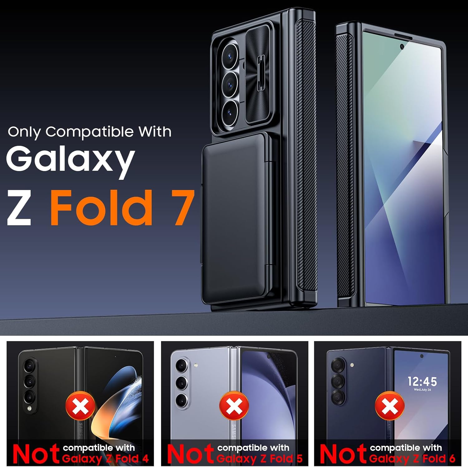 GooseBox for Samsung Galaxy Z Fold 7 Case Wallet RFID [Cards Holder][Camera Cover][Kickstand] Full Body Shockproof Silicone Protective Phone Case for Galaxy Z Fold 7 Case(Black)