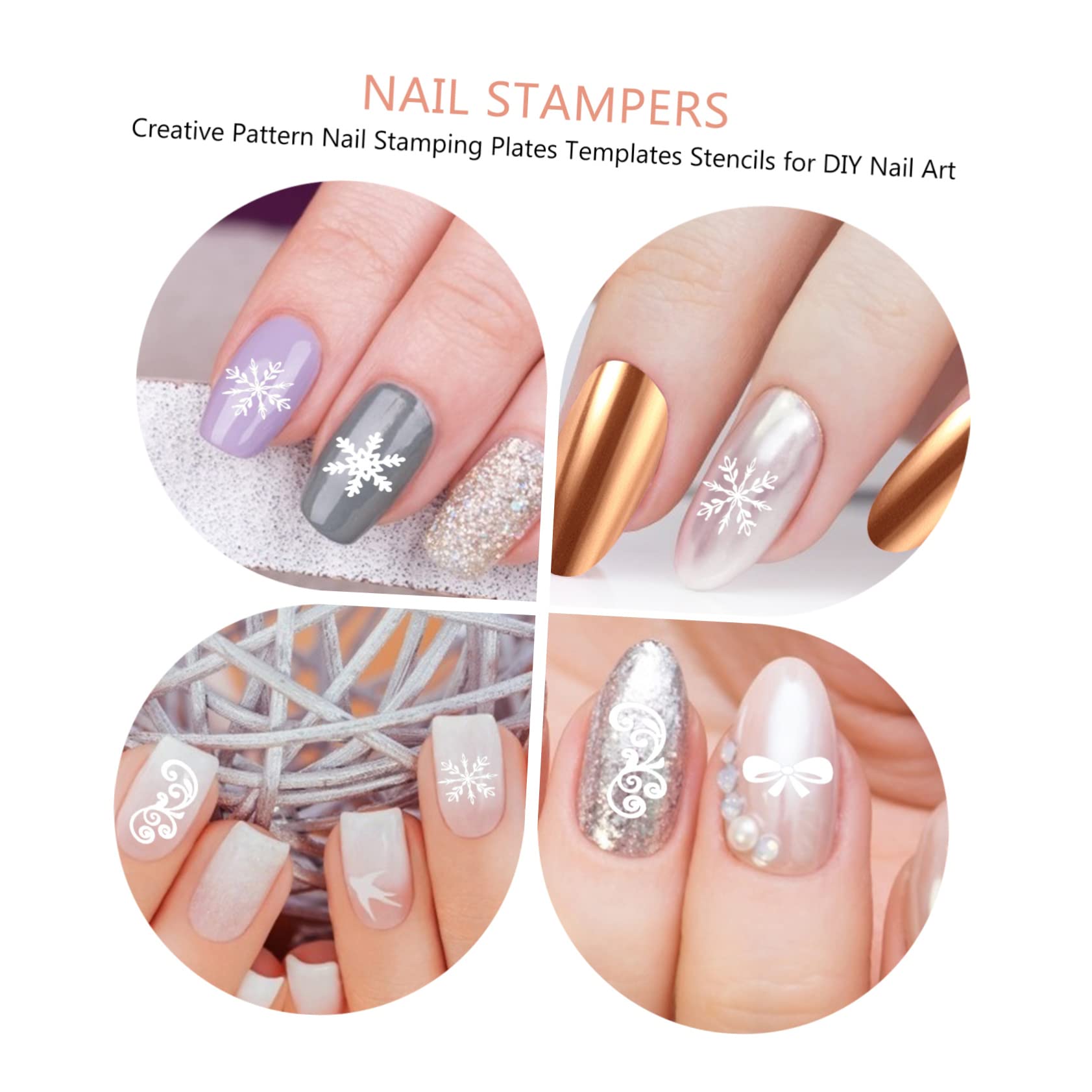 2 Series Plantillas De Estampado De Uñas De Inoxidable Para De Uñas Diy Herramientas Creativas Para Manicura Con Claros Y Profundidad Moderada Para Principiantes Y 13 Piezas*2
