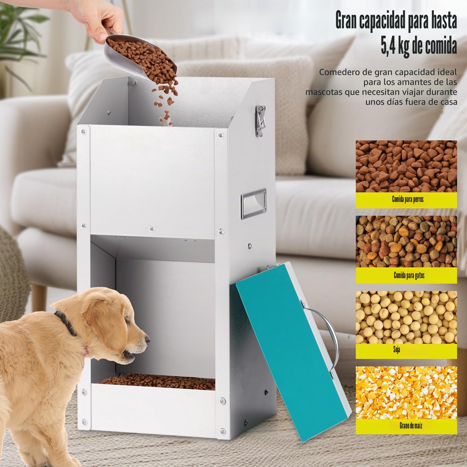 12lbs Futterautomat für Hunde und Katzen automatische Hundefutterautomat Hundefutterspender für Haustiere Outdoor Hundefutterspender Wandhang Selbstfütterungsstatio